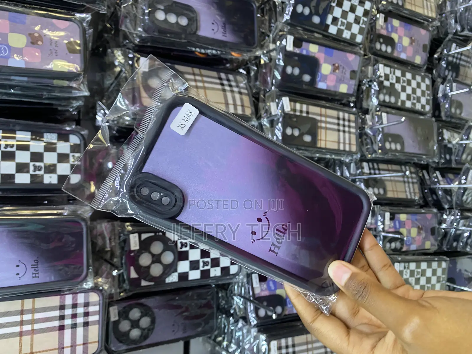 Kawasa Lattice Tartan Damier Hello Case for iPhone Xs Max