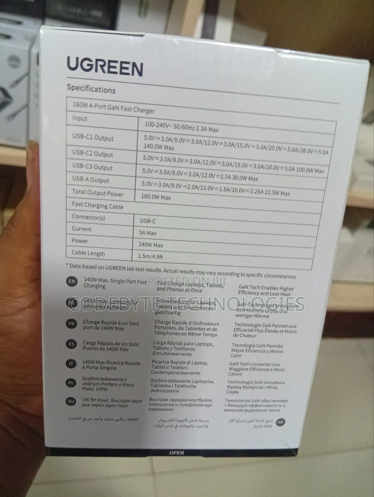 Ugreen Nexode Pro 160w 4-Port Gan Fast Charger+ 240w Cable