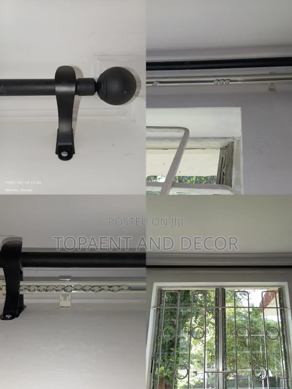 Black Juakali Powder Coated Curtain Rod for Heavy Curtains