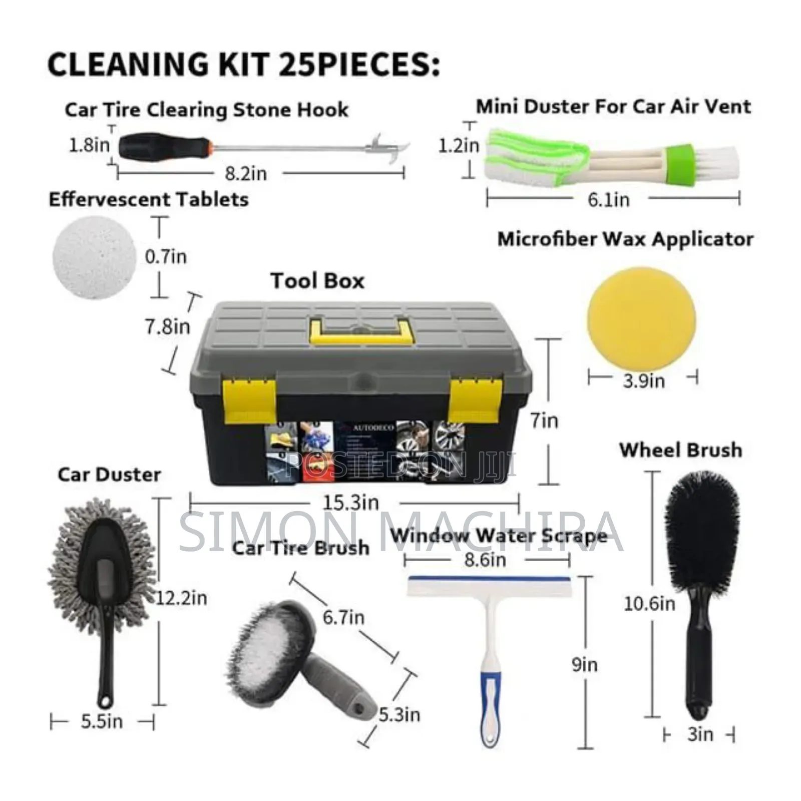 25 PCS Car Wash and Detail Brush and Tool Kit
