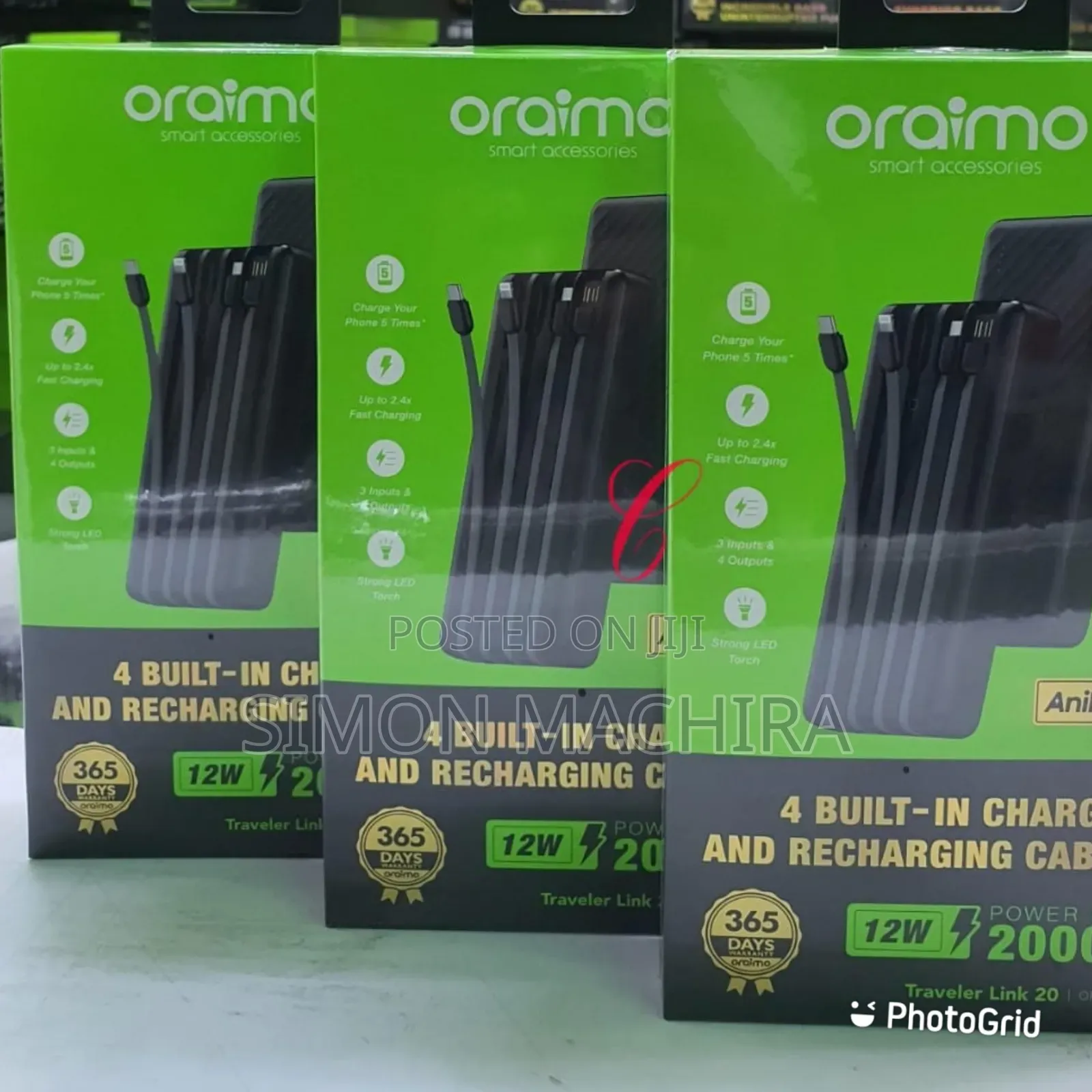 Oraimo Travellers 12w 20000mah Powerbank With Cables