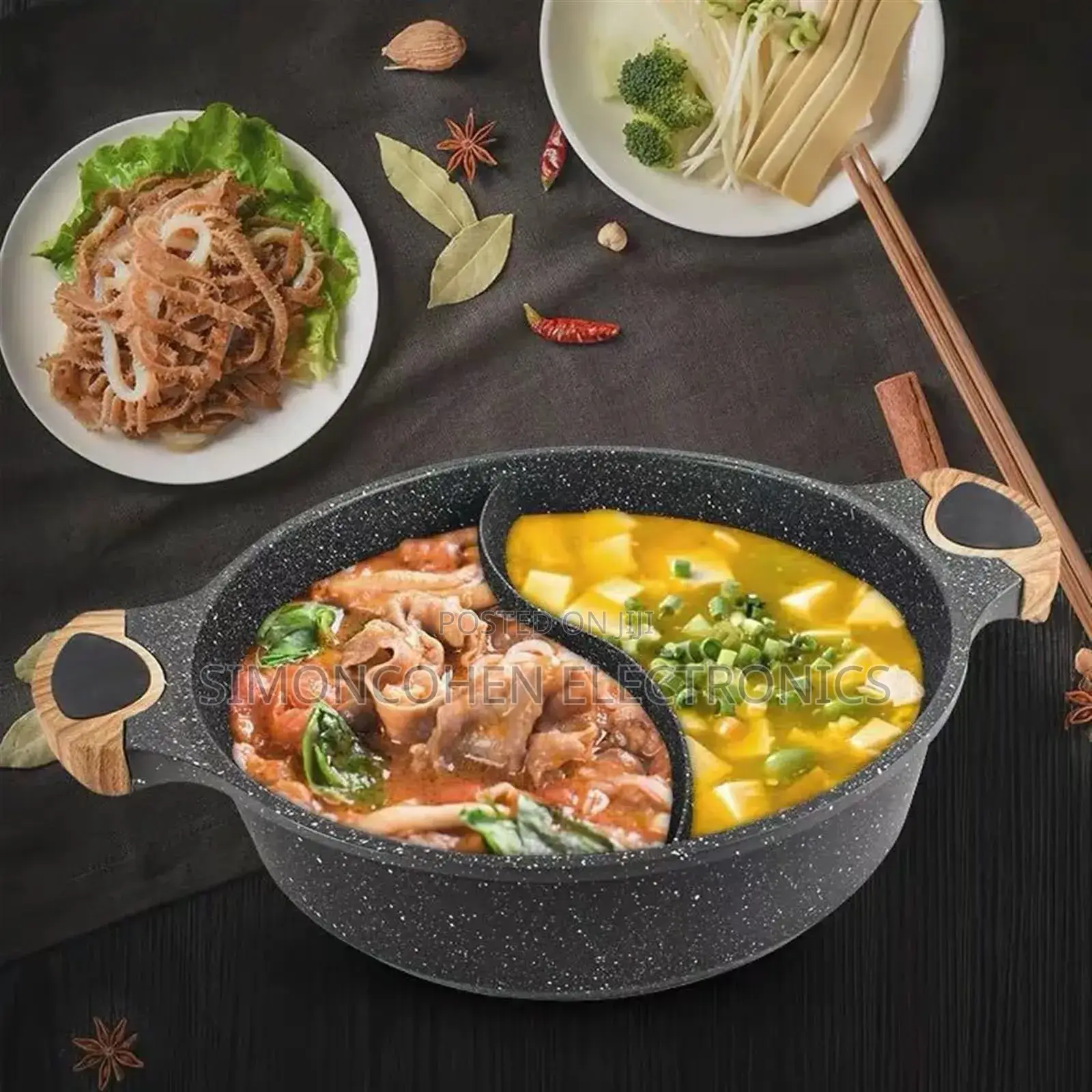 28cm Honey Wok Granite Partitioned Cooking Pot Casserole