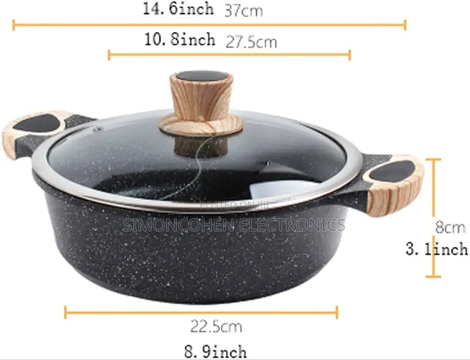 28cm Honey Wok Granite Partitioned Cooking Pot Casserole