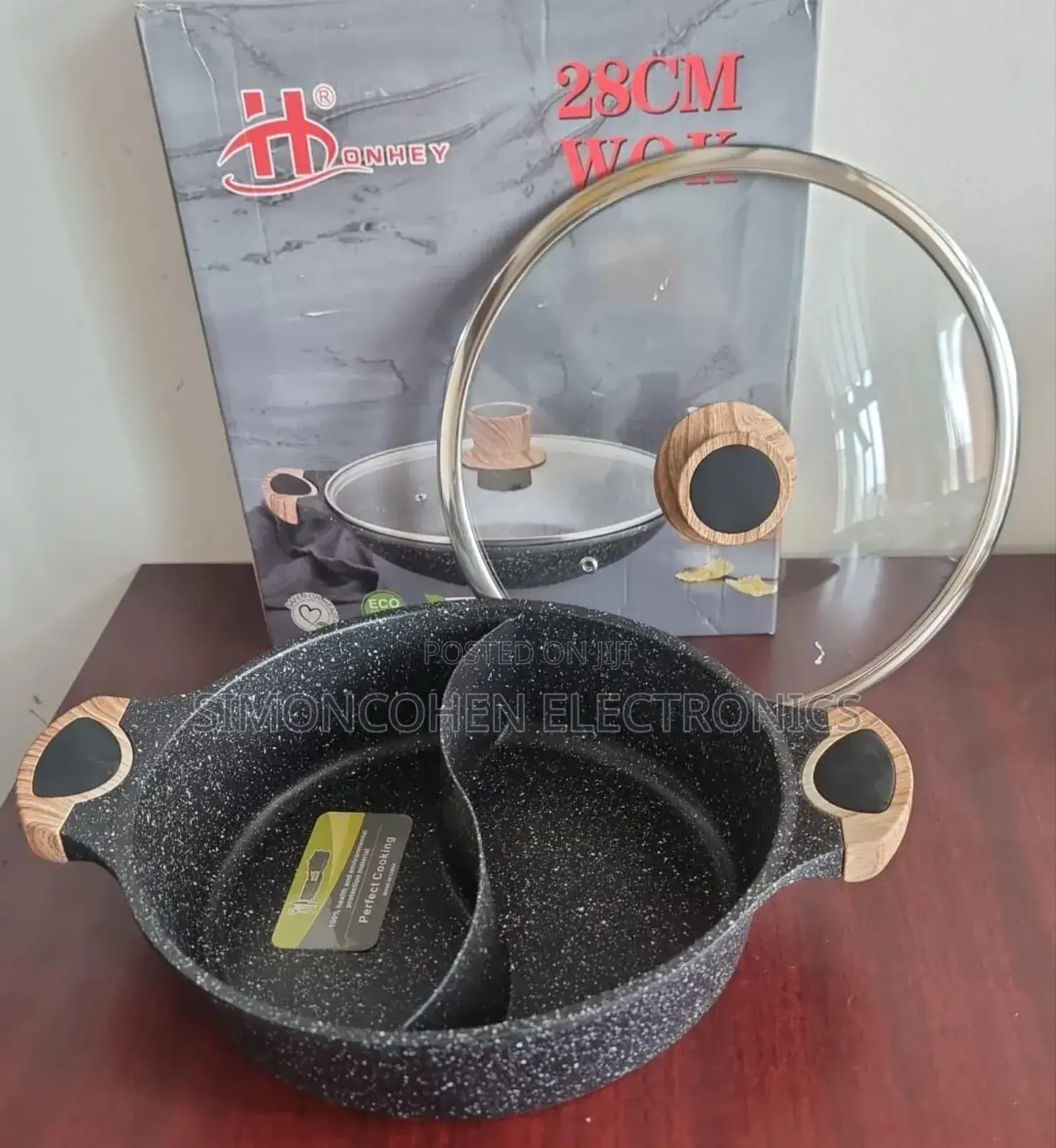 28cm Honey Wok Granite Partitioned Cooking Pot Casserole