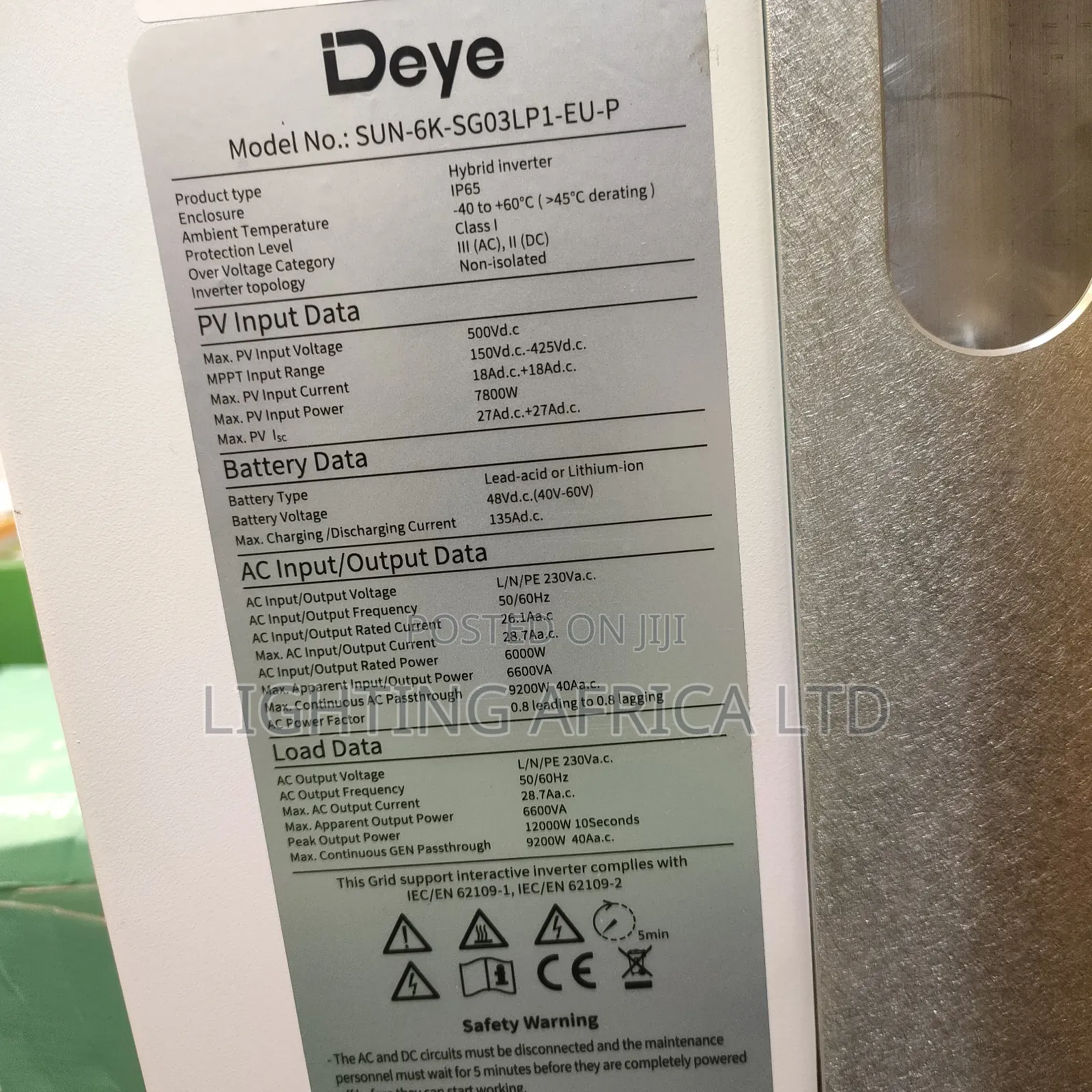 6kva - 48v Deye VHM Hybrid Solar Smart Inverter