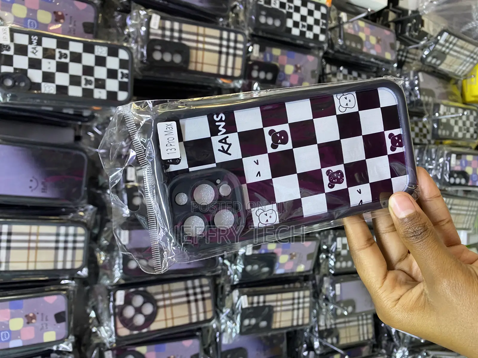 Chekered iPhone 13 Pro Max White Black Tartan Plaid Case