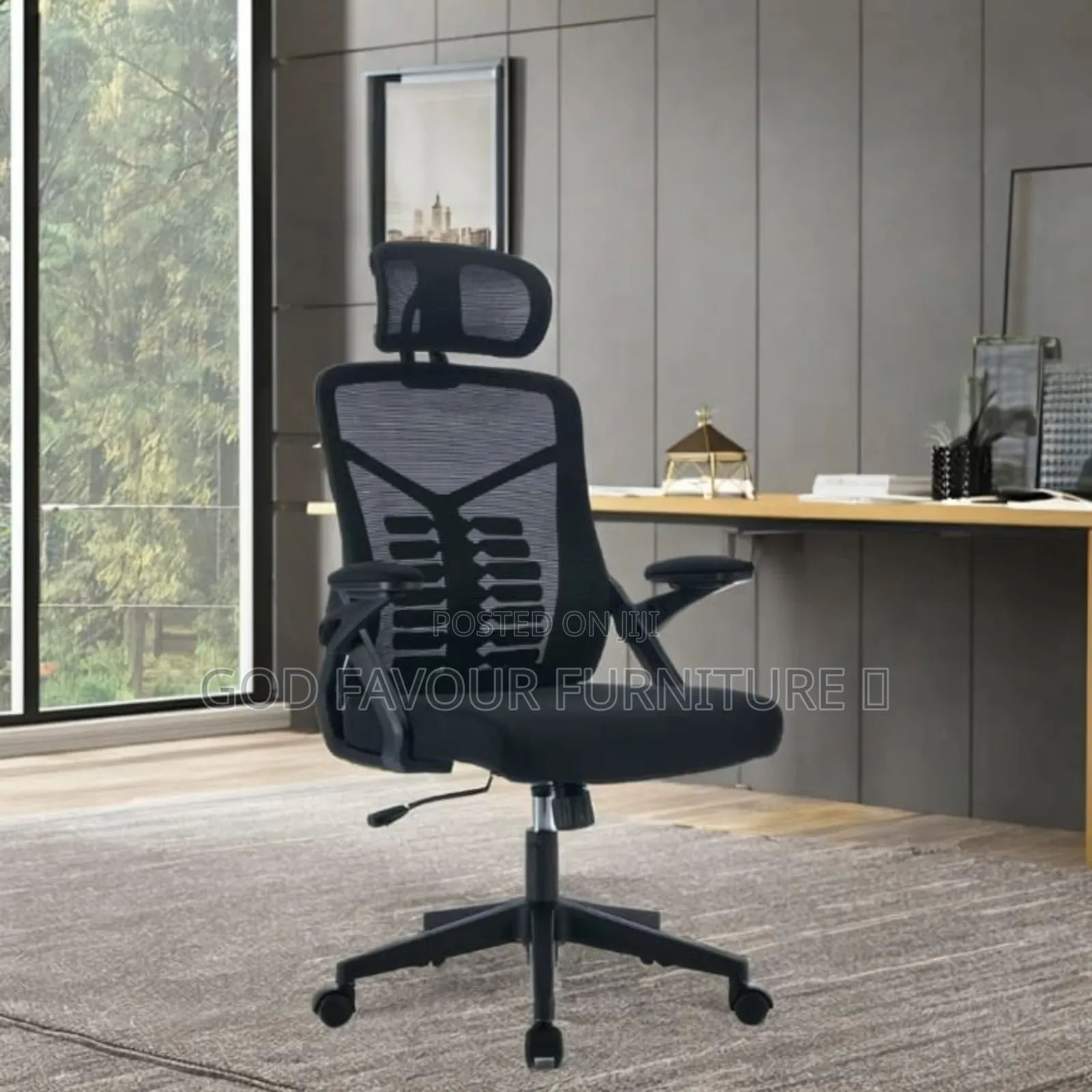 Swivel Adjustable Black Headrest Office Chair Tvx3