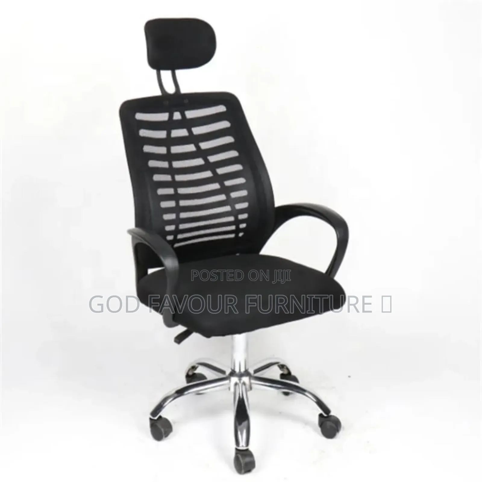 High Back Headrest Office Chair Adjustable Black Tfq7