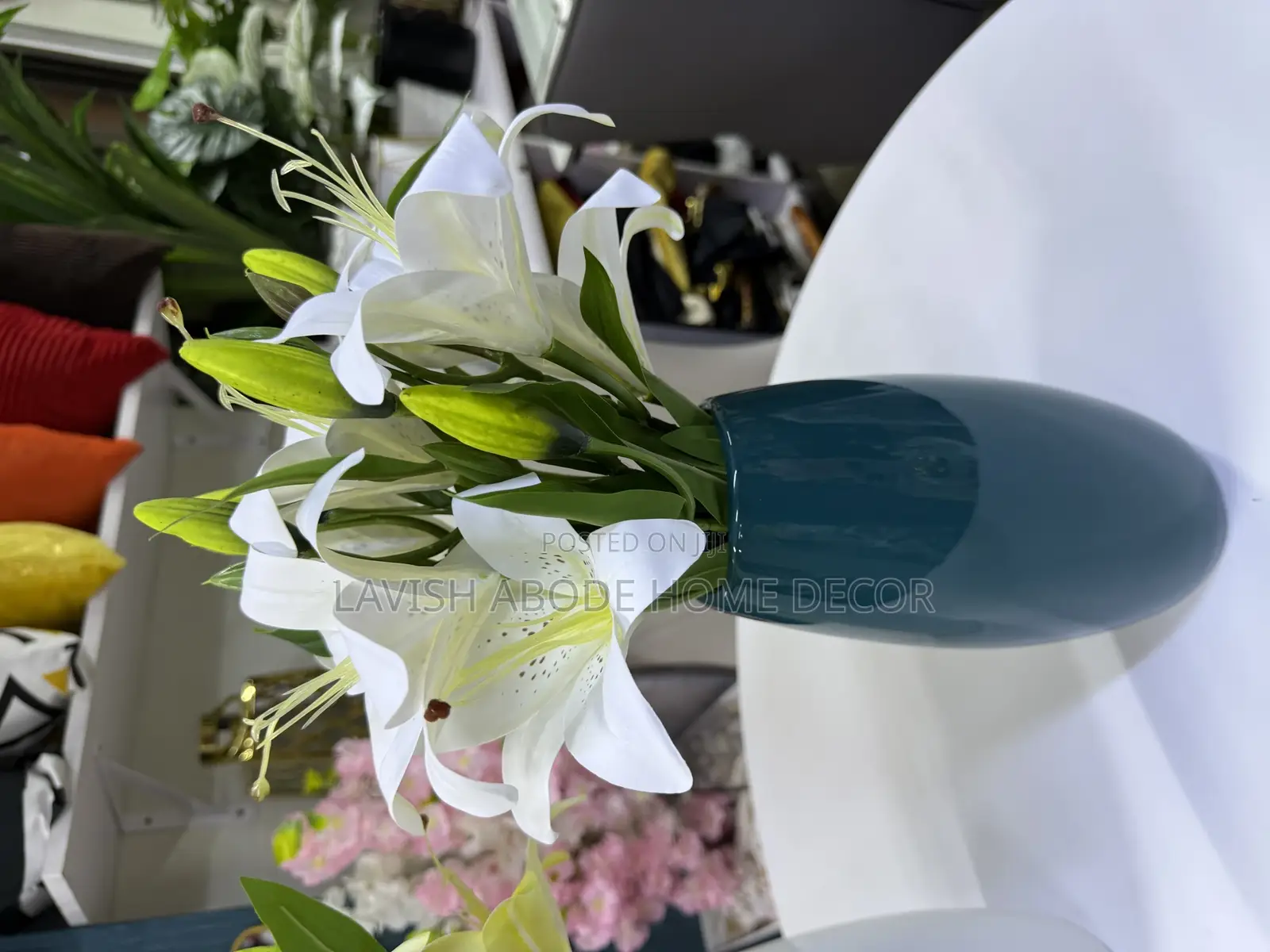 Ceramic Flower Vase With Lily Flowers