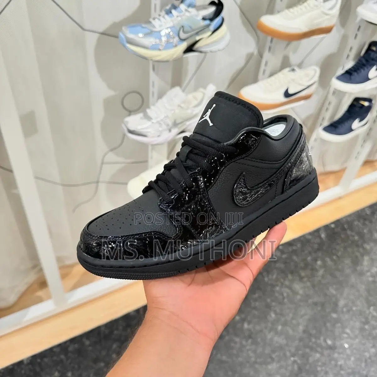 Nik E Air Jordan 1 Low Black Croc Basketball Sneakers 38-45