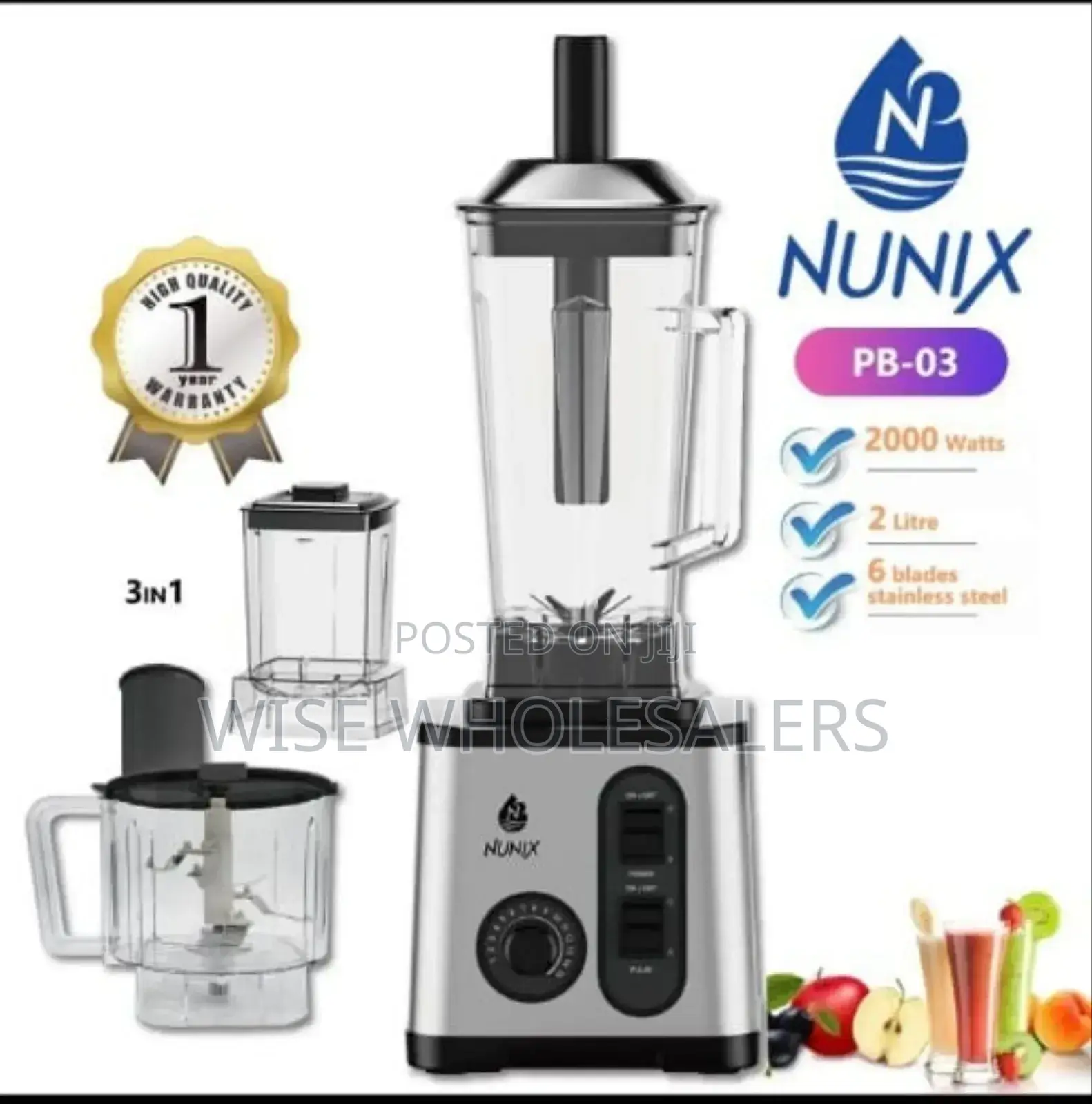 2000 Watts Nunix 3 In 1 Commercial Blender