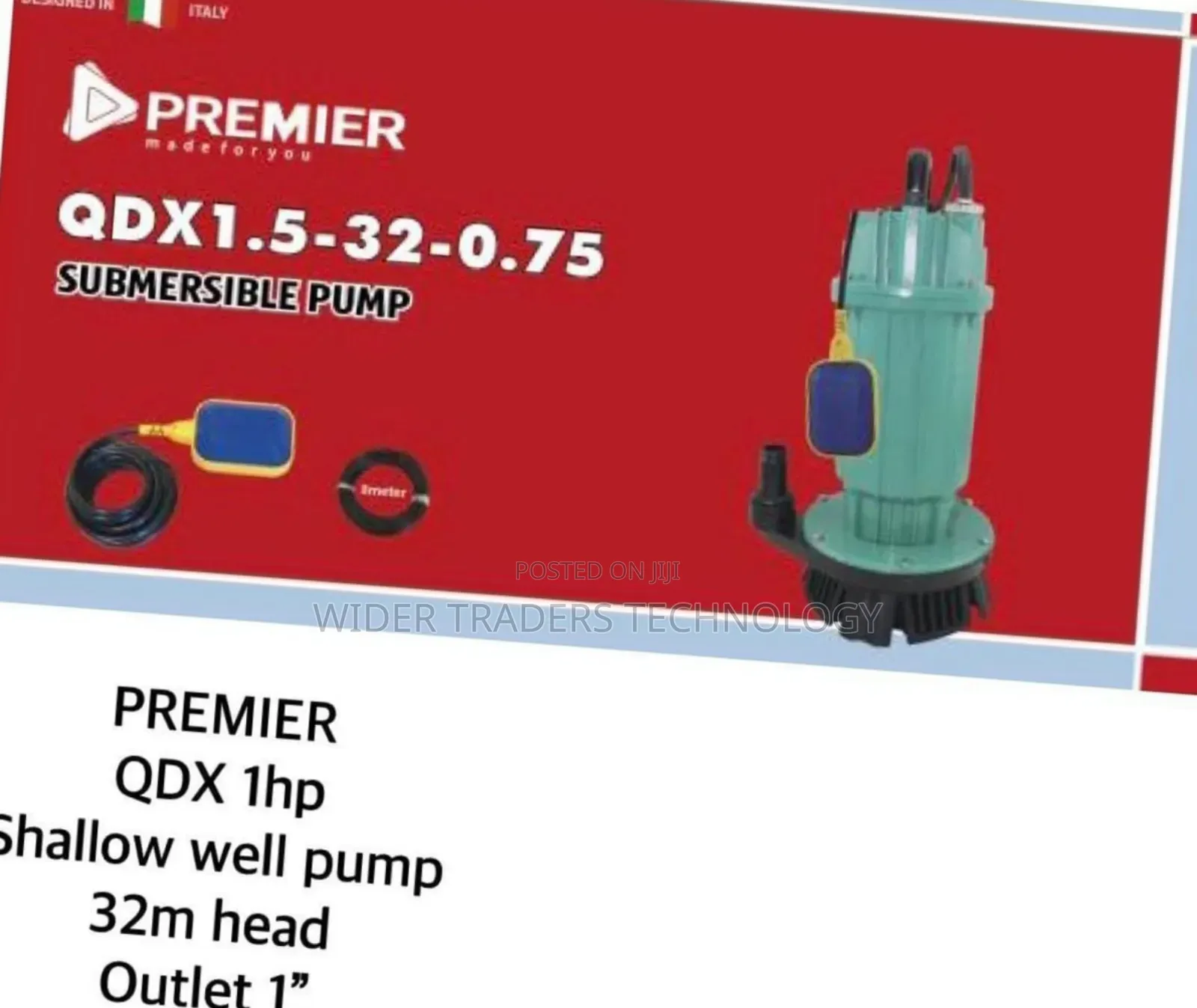 Premier Qdx1.5-32-0.75 Submersible Pump, A 1hp Shallow