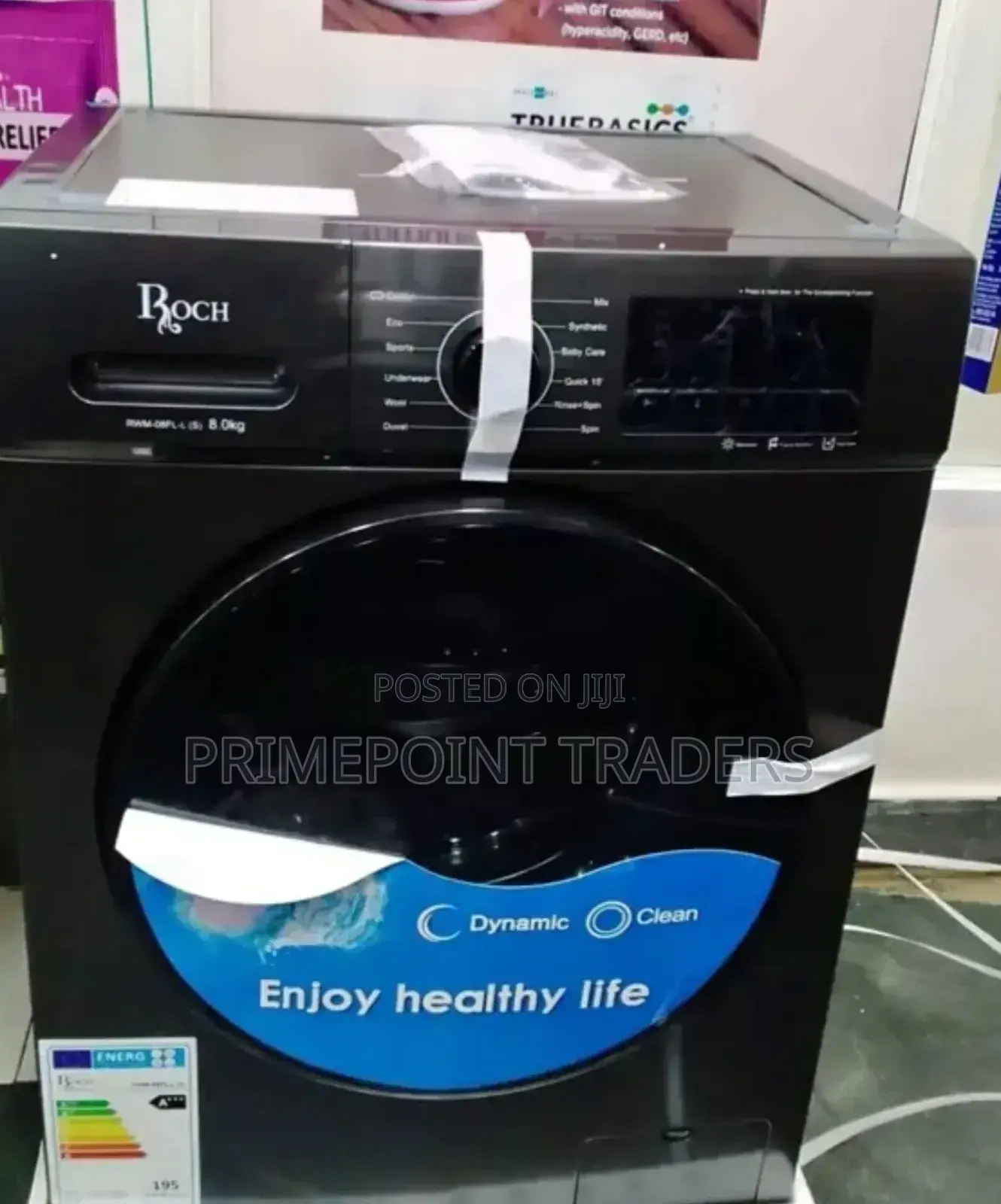 Washing Machine Roch 8kg, Front Load, Stainless Steel