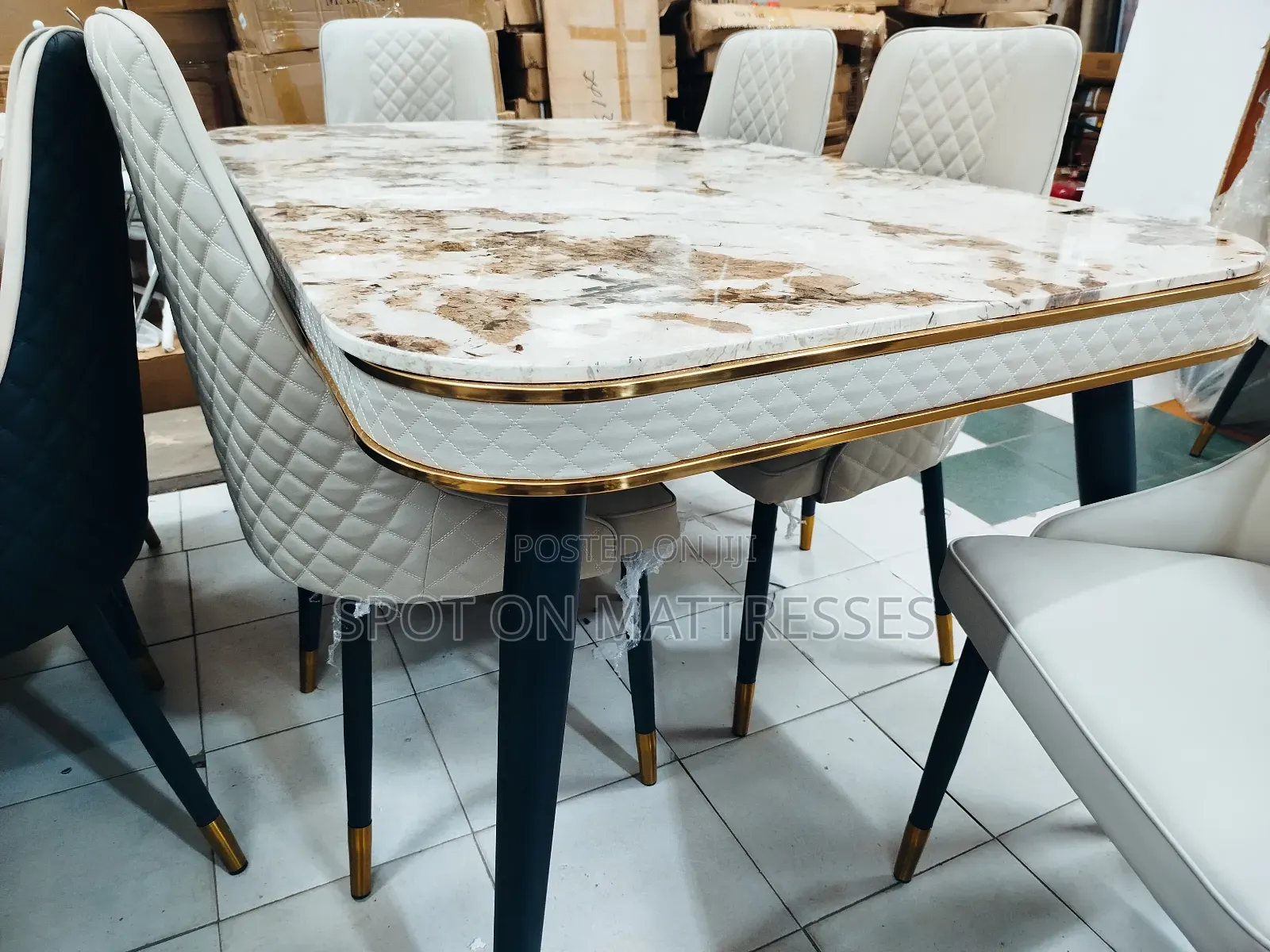 Wahi Kuwahi! Marble Top Dining Set With 6 Leather Chairs.
