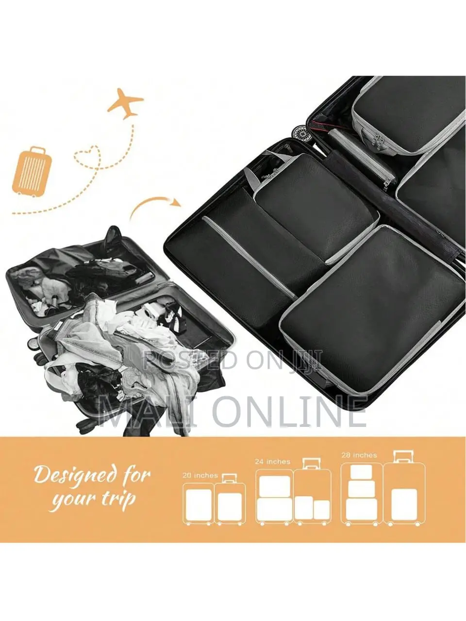 8pcs Travel Packing Cubes Set Waterproof Luggage Organizers
