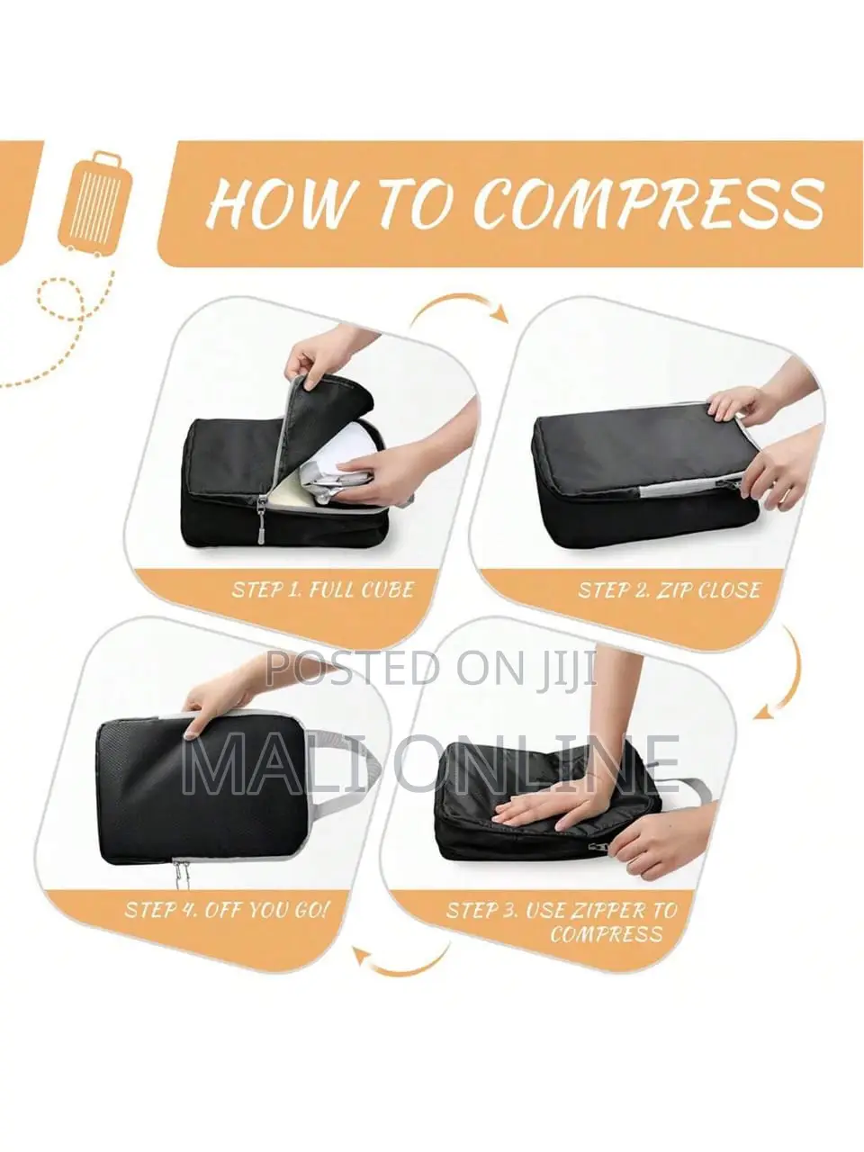 8pcs Travel Packing Cubes Set Waterproof Luggage Organizers