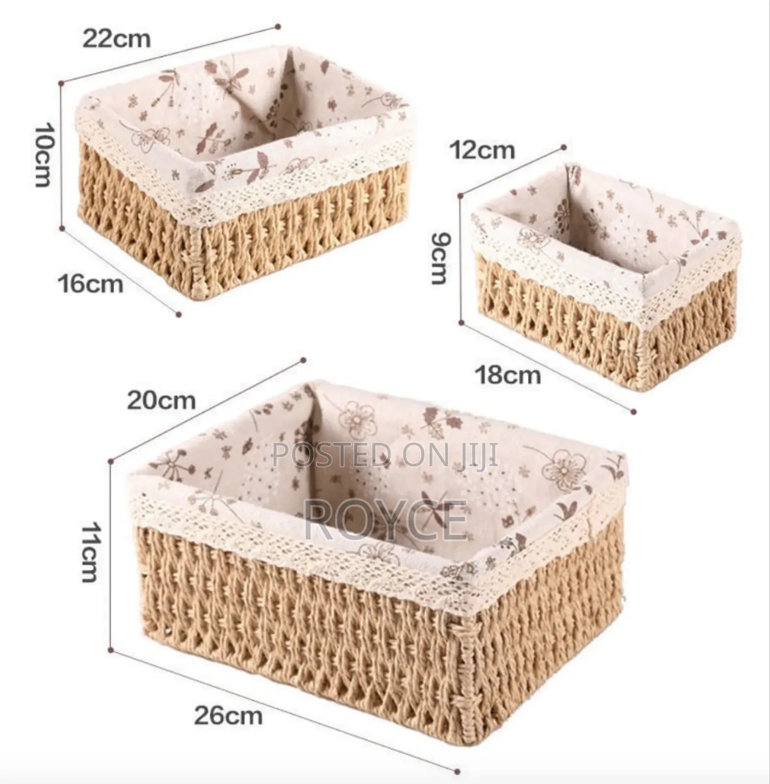 3pc Wooven Rattan Baskets