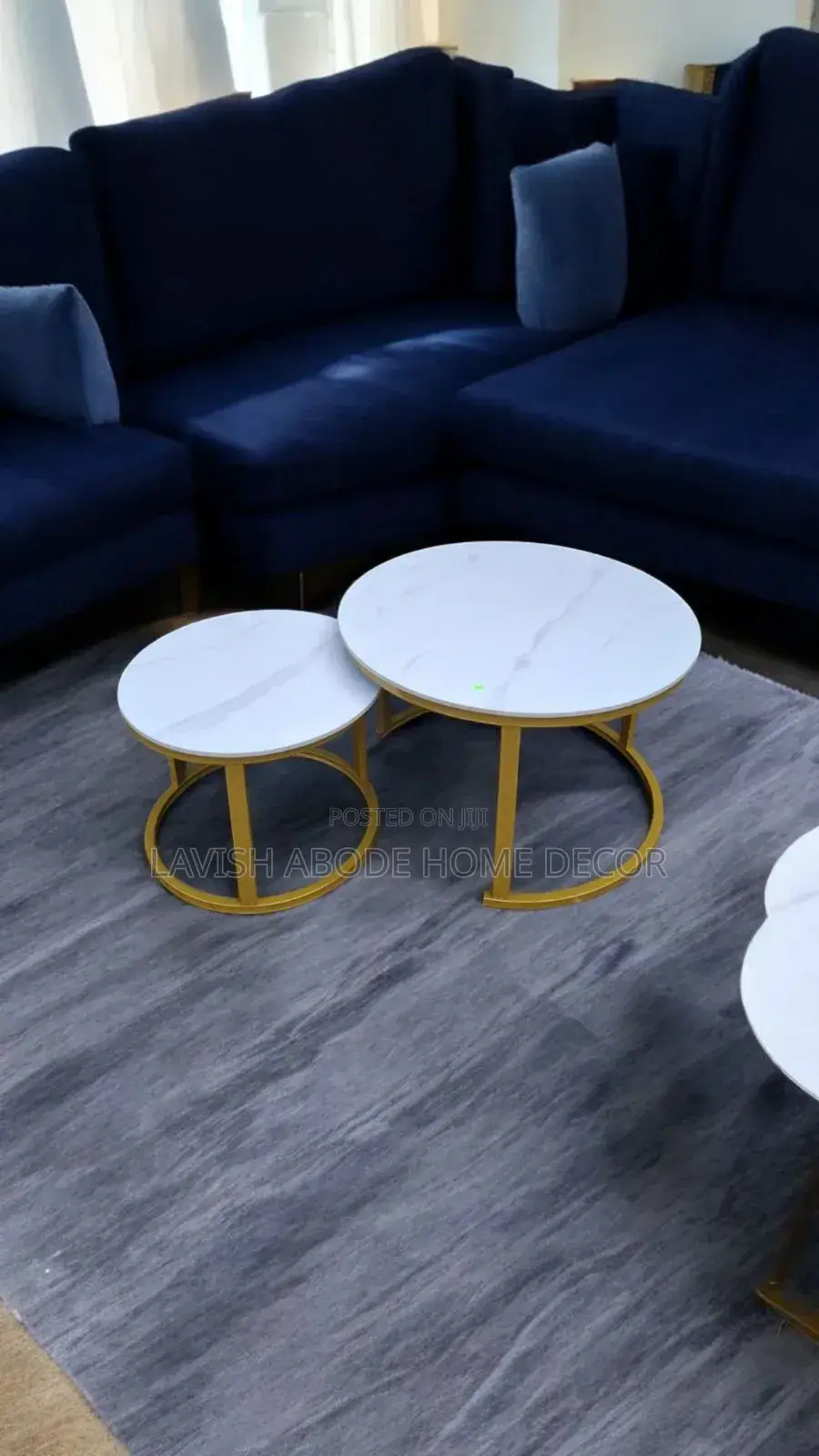 Gold With White Marble Top Nesting Tables