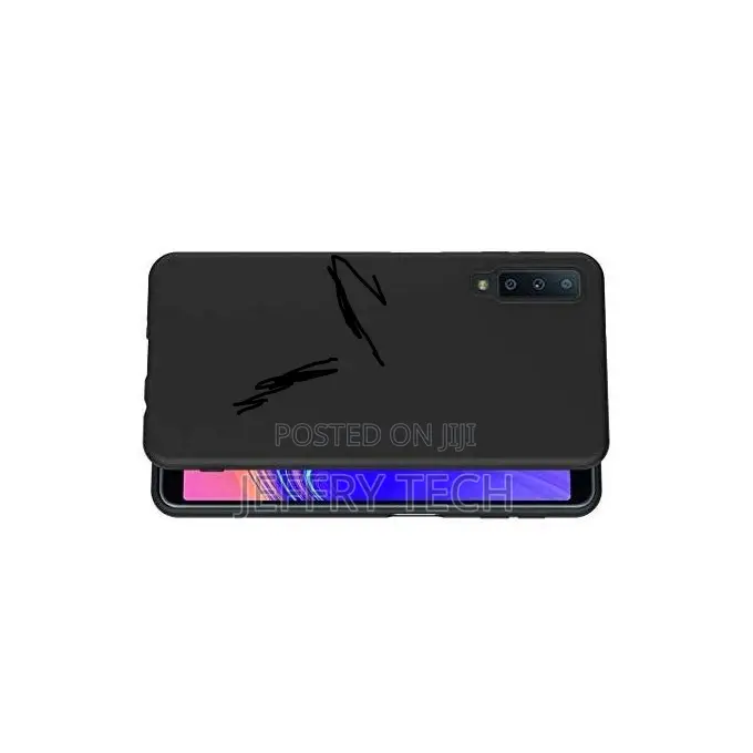 Black Silicone Case for Samsung A7 2018 - Black Silicone Po