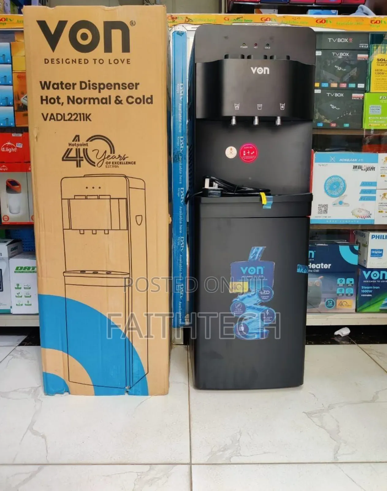 *Von Dispenser 3taps Hot, Normal and Cold. Black
