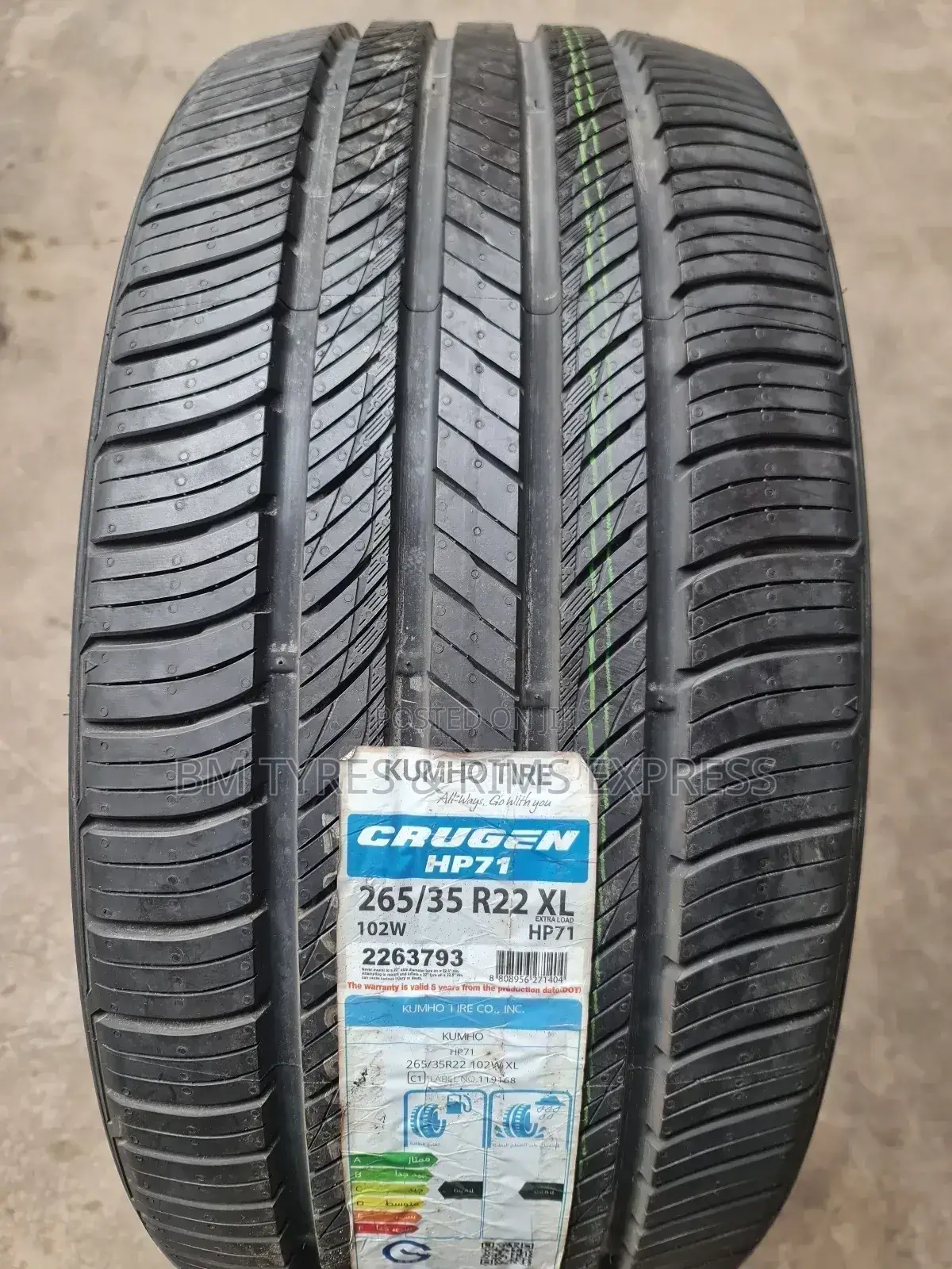 265 /35 R22 Khumo Tyres (New Technology)