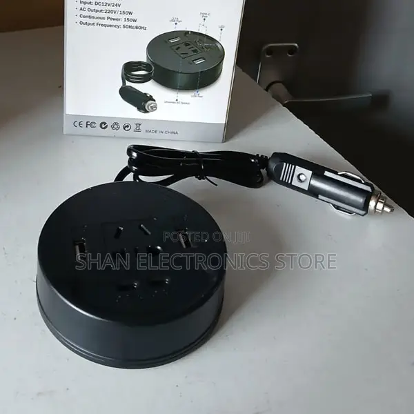 Black Dual Usb -Car Cigarette Lighter 150w -12v Dc/ 220v Ac