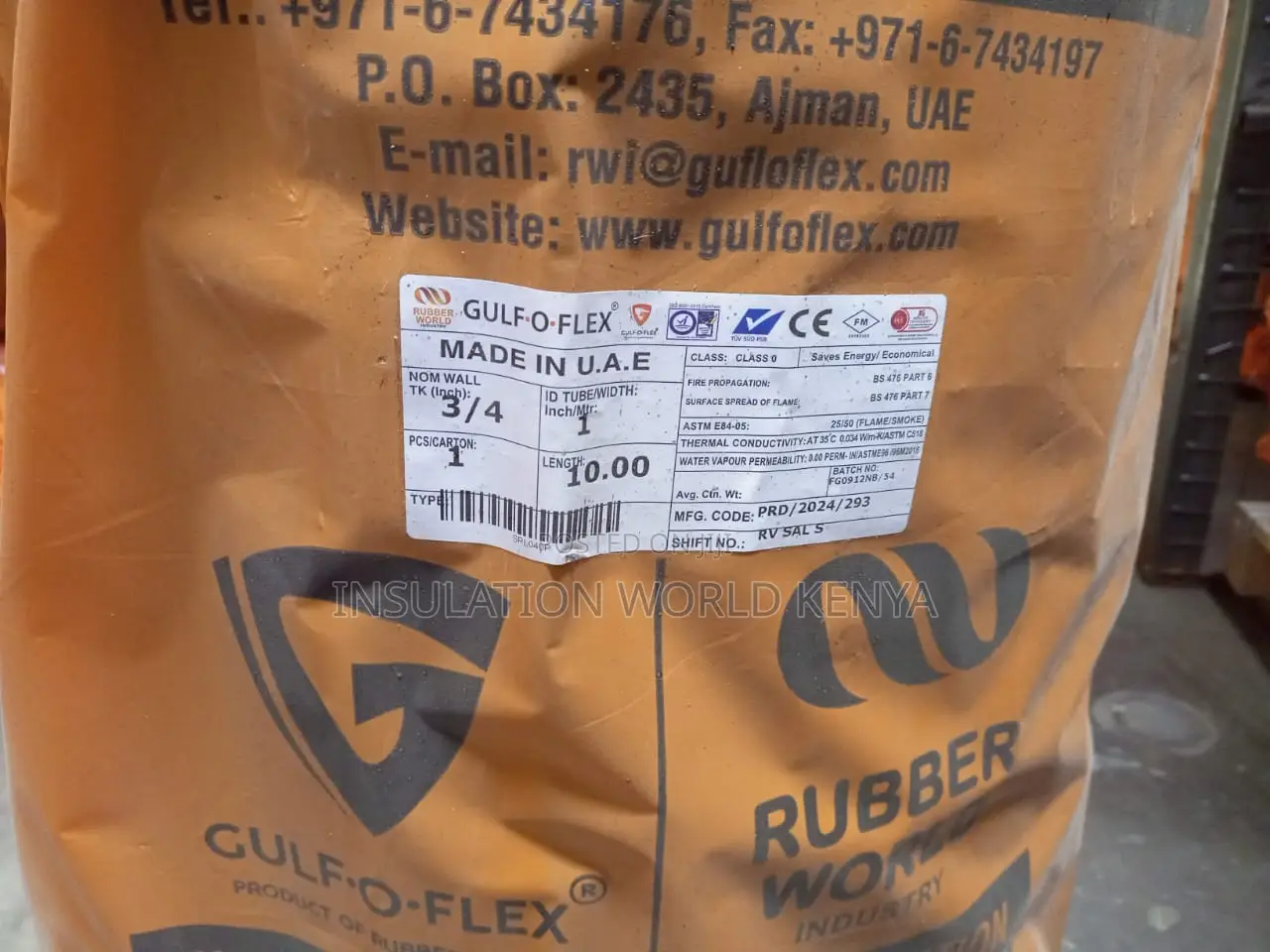 Armaflex Insulation Roll -10mx1mx3/4"(19mm)