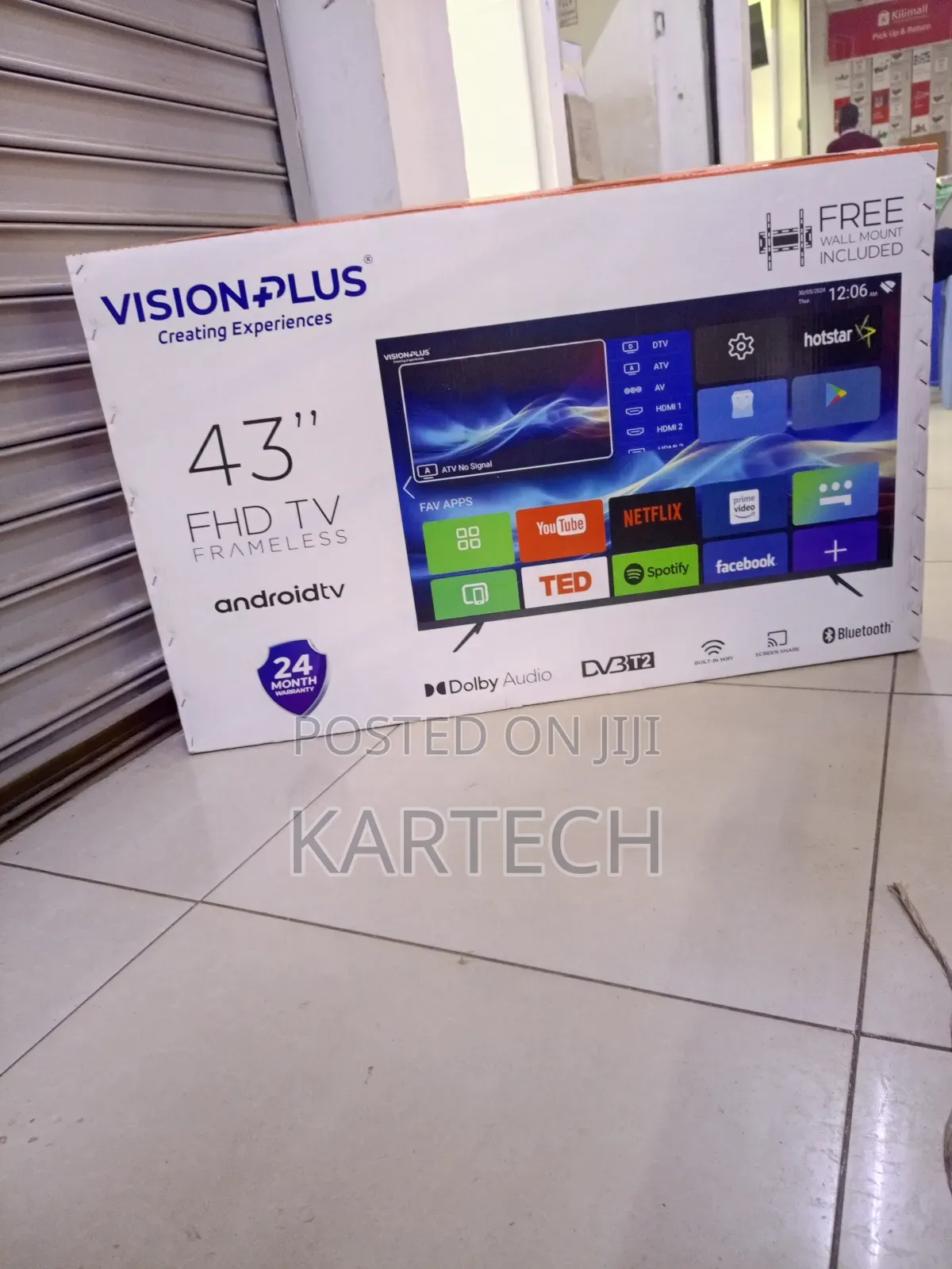 Vision+ 43 Inches Android Tv + Bluetooth, Free Wall Mount