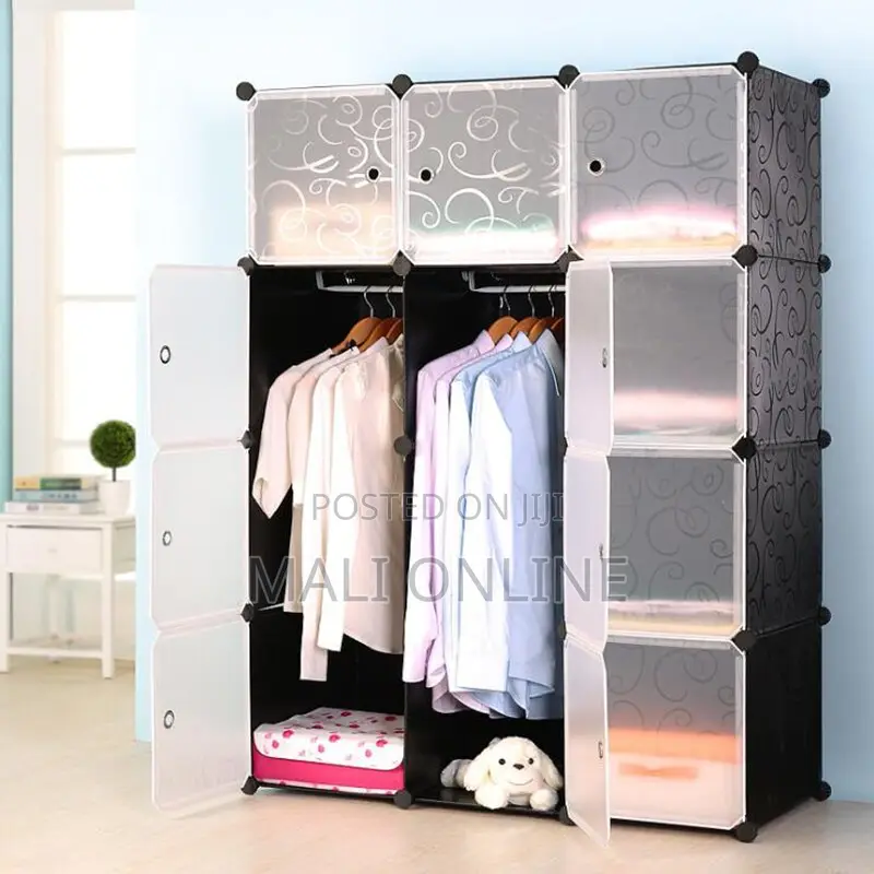 3 Column Plastic Wardrobe With Shoe Cabinet Portable