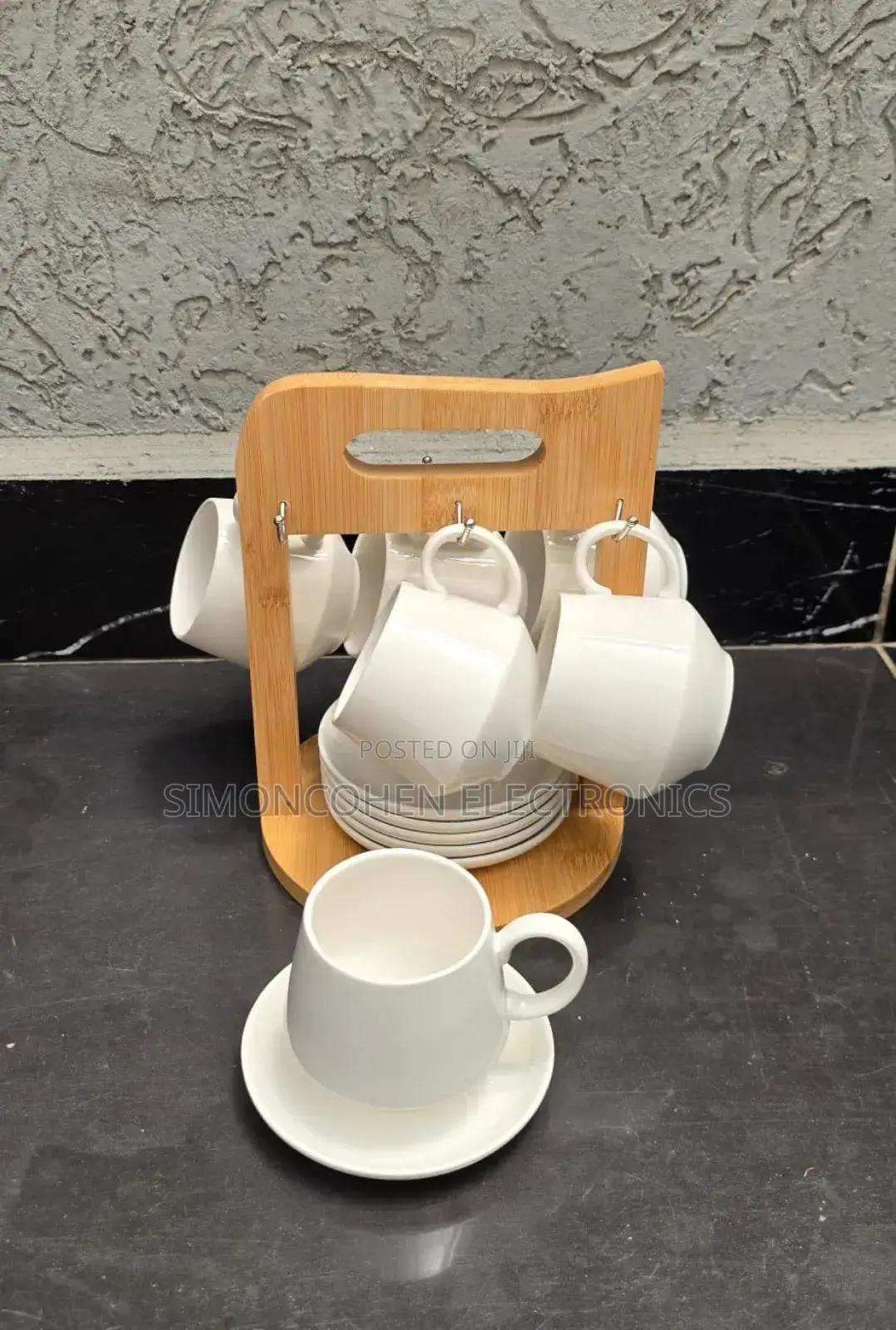 12pc Unique Cappuccino Cups With Bamboo Stand
