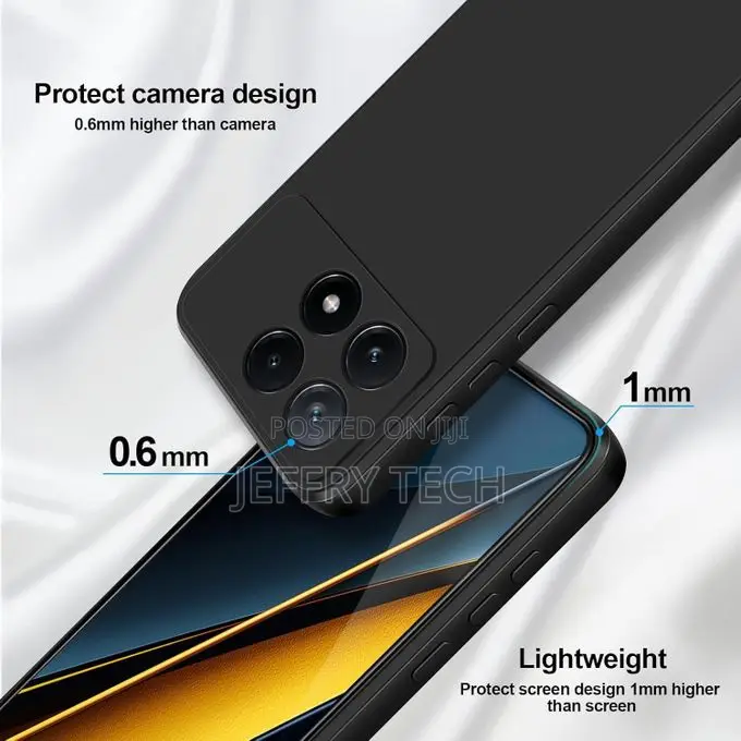 Black Silicone Case for Xiaomi Poco X6 Pro 5g