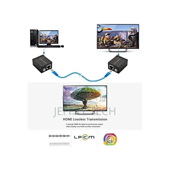Vga Extender by Cable Ethernet Rj45 Up to 60m , Vga Signal