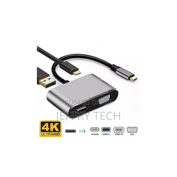 Usb Type C to Hdmi+Vga+Usb3.0+Usb C Converter Adapter