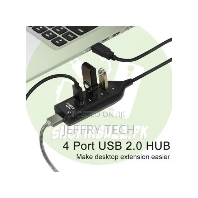 Usb Hub 2.0 Hi-Speed, 4-Port High-Speed Usb Hub Adapter For