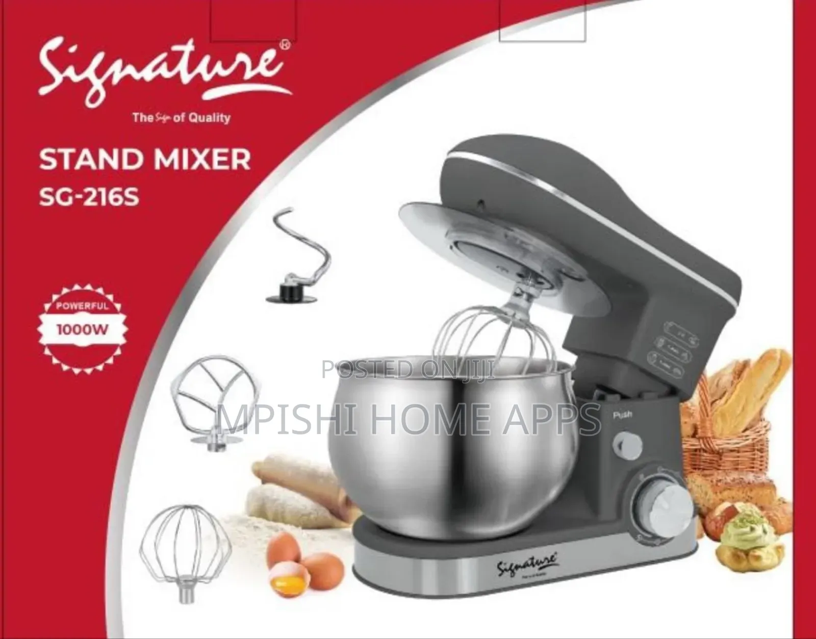 Stand Mixer With 5 LTR Bowl (1000w) Sg-216s