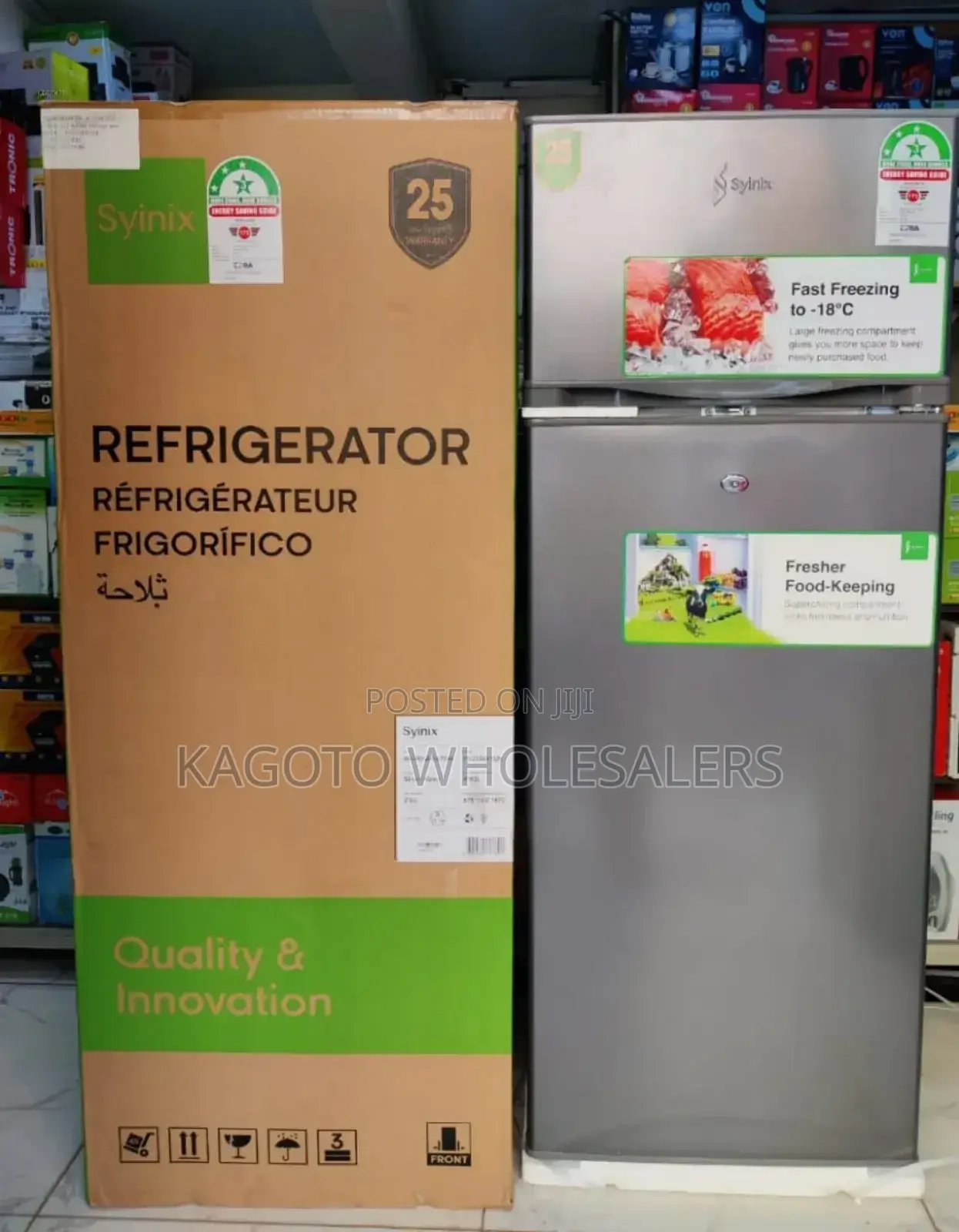 *Syinix Fridge Double Door 210litres 3stars