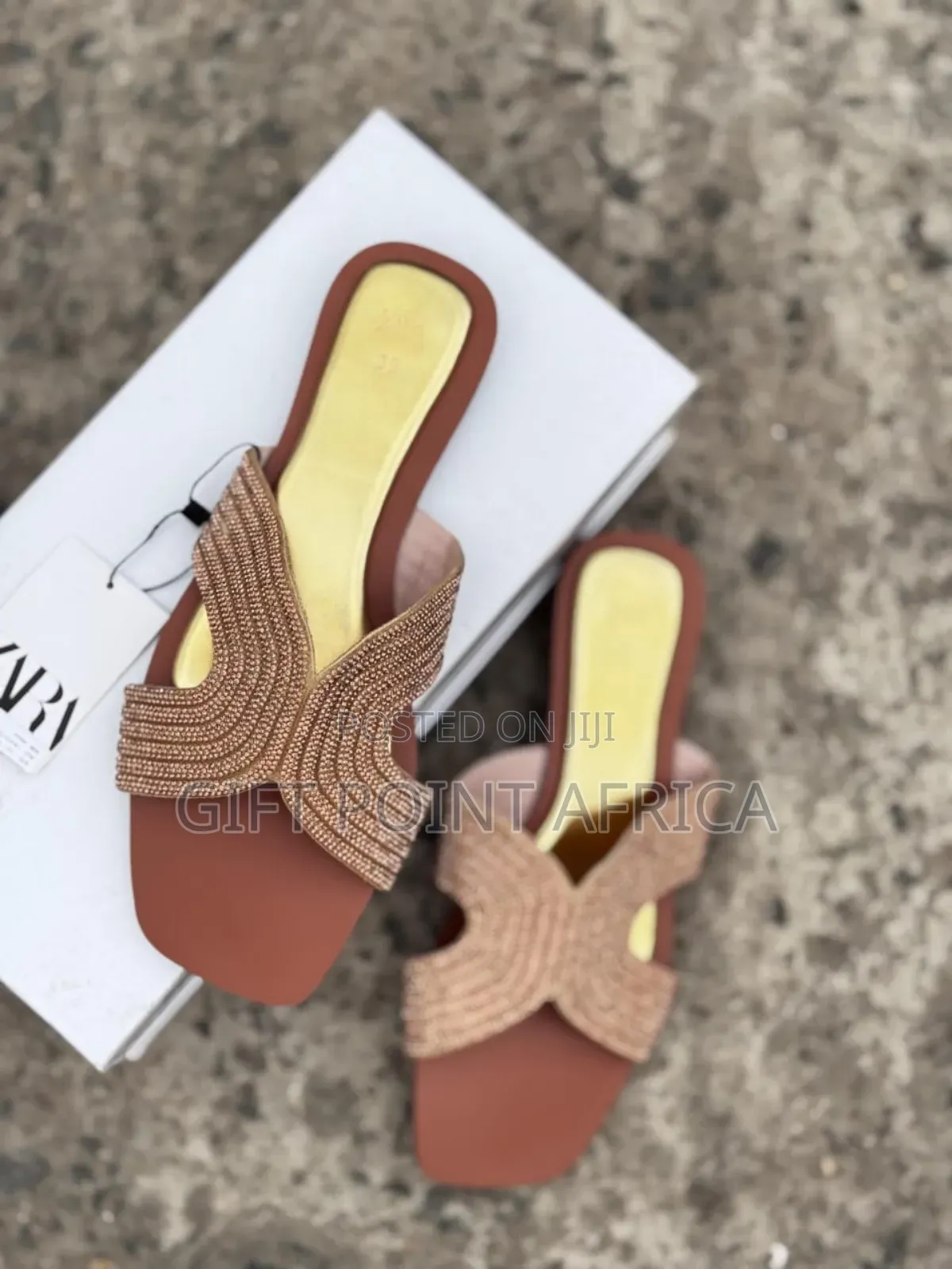 Black,Gold And Silver High Quality (Zara) Slip-on Sandals*
