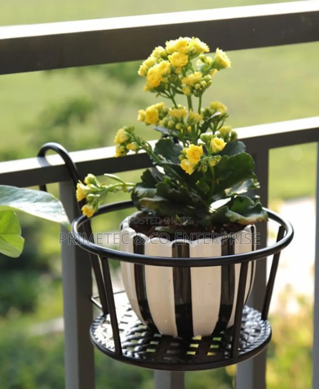 Metallic Over the Balcony Flower Pot Holder