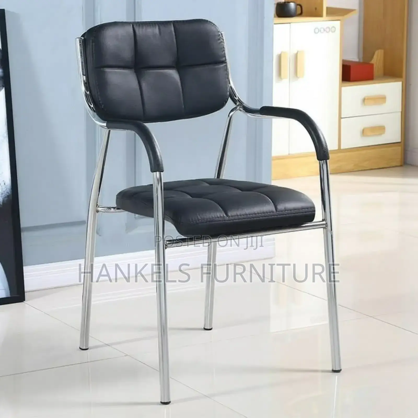 Black Soft Leather Office Visitors Chair