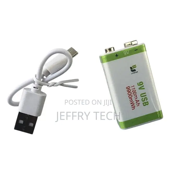 9v 1100mah Rechargeable Lithium- Batteries With Usb-C Cable.