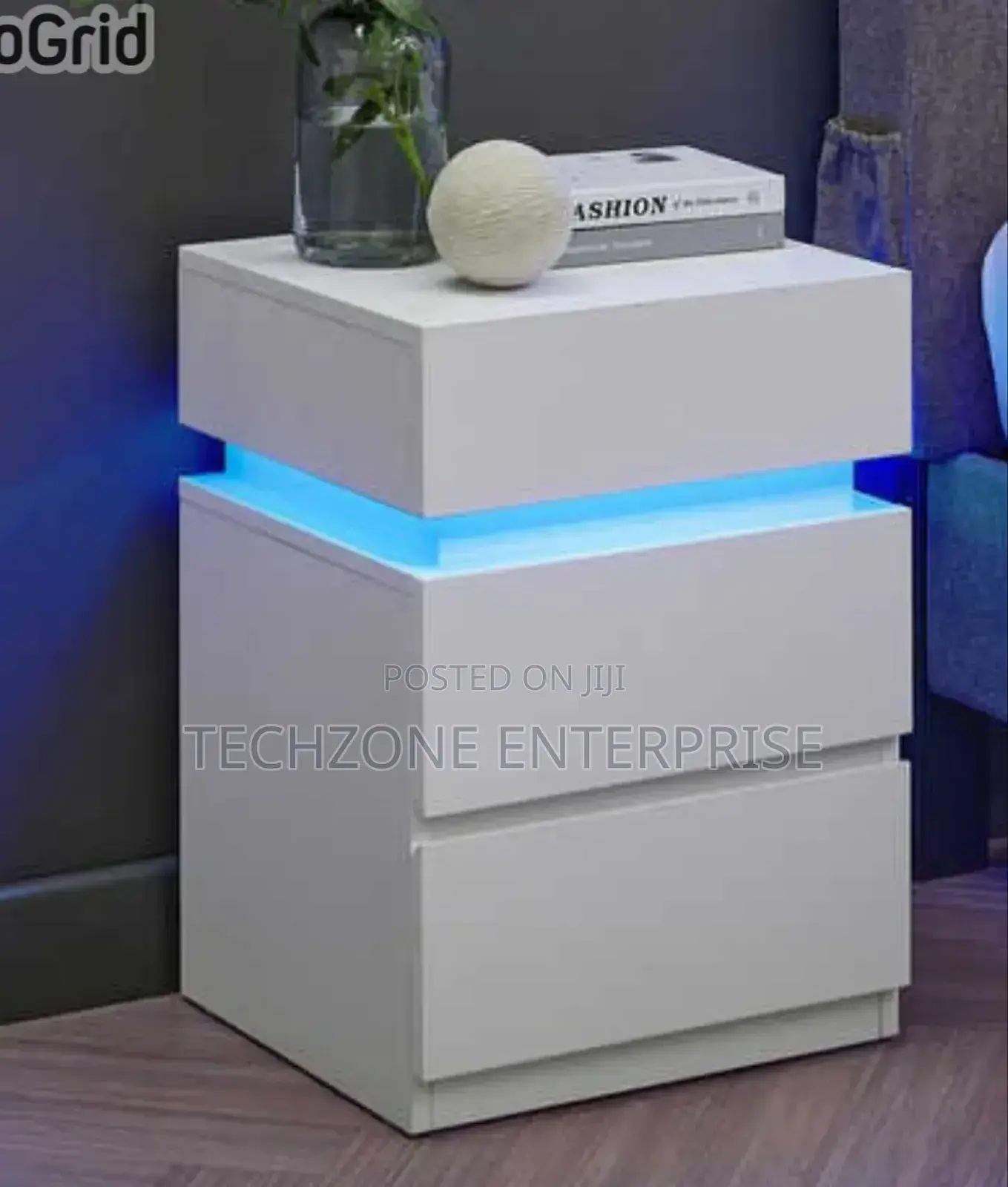 Viasagle Nightstands With Led Lights With 3 Drawers ;
