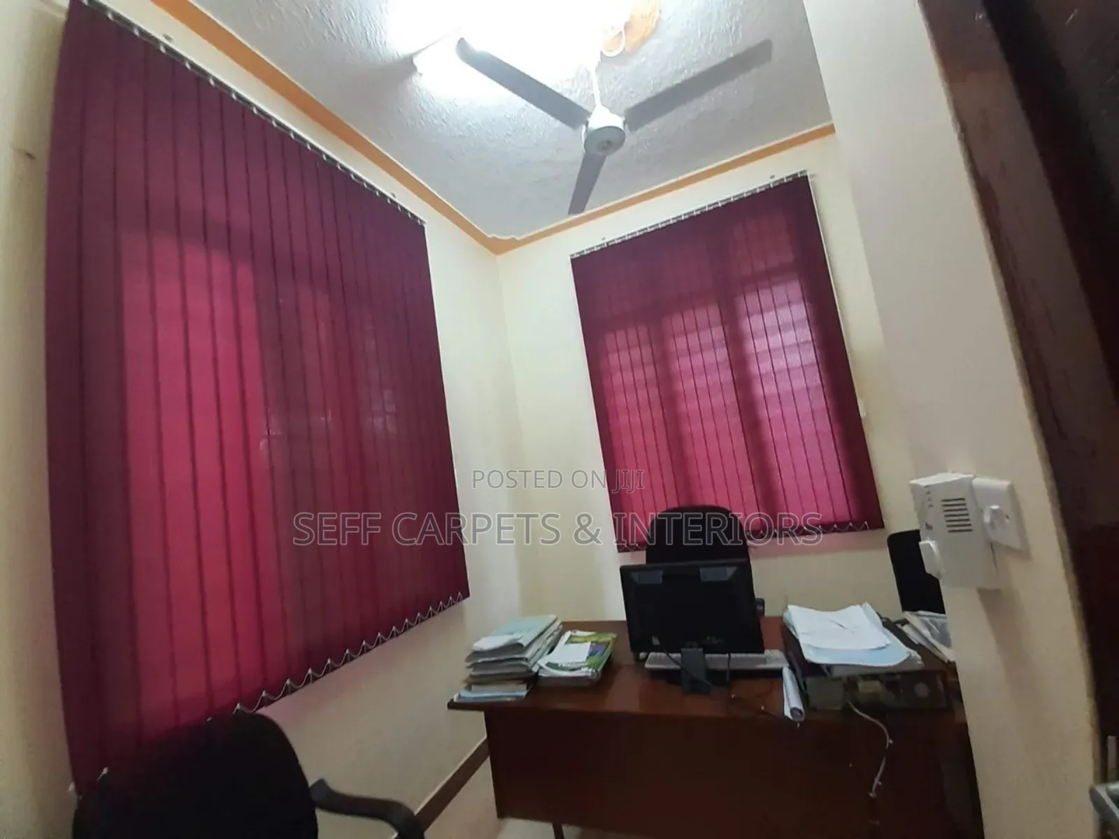 Window Blinds for Office Space Maroon and Brown