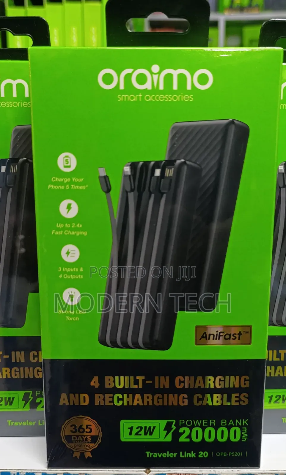 Oraimo Traveler Link 20 20000mah 12w Power Bank 20000mah