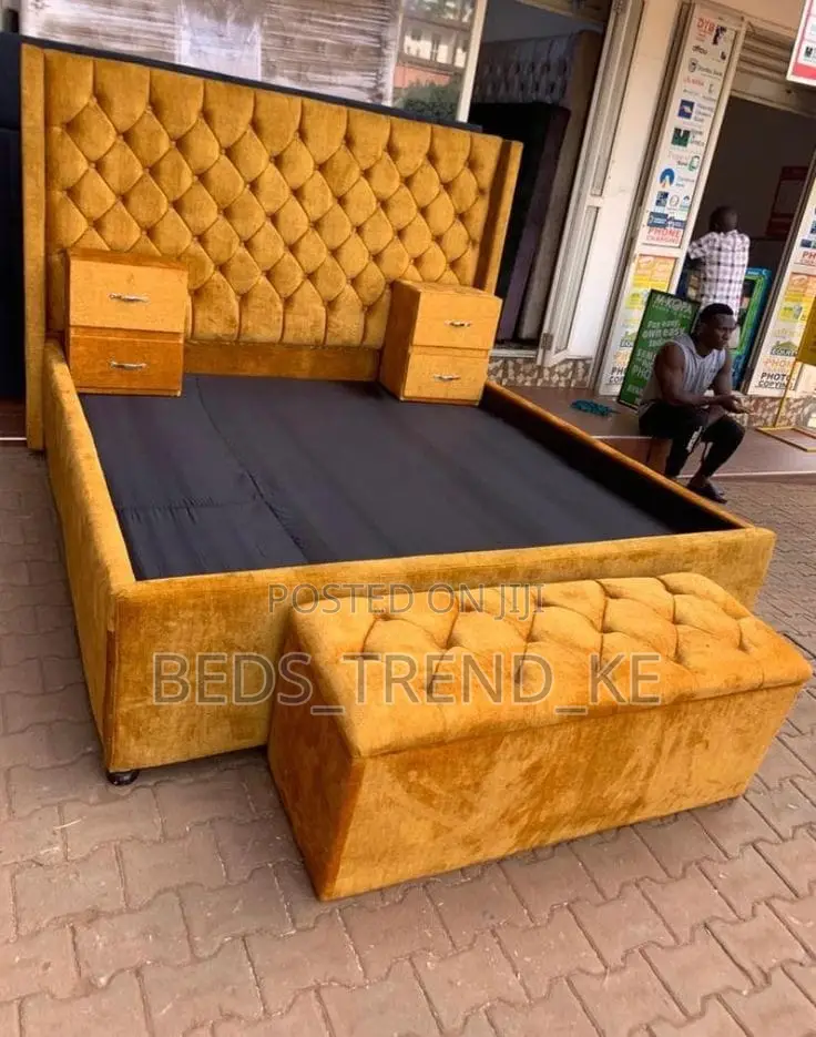 6 by 6 Modern Chester Bed + Ottoman +Side Drawers