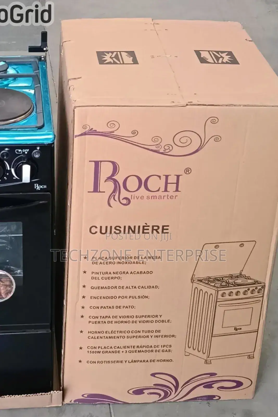 Roch Black 50×55cm Standing 3g+1e Free Standing Cooker 