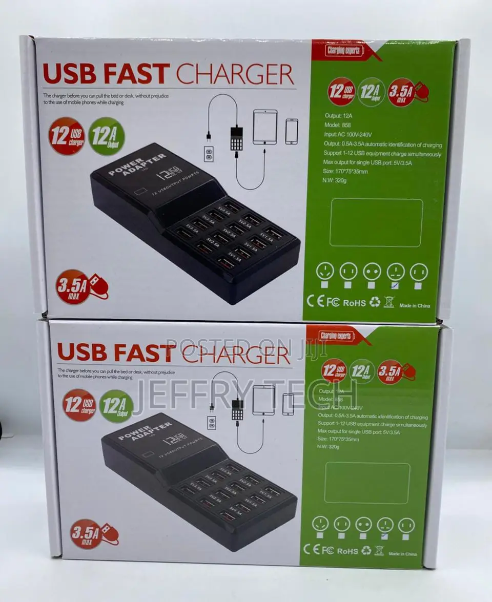 Multi 12 Port Fast Usb Charging Station Hub Desktop Wall Cel
