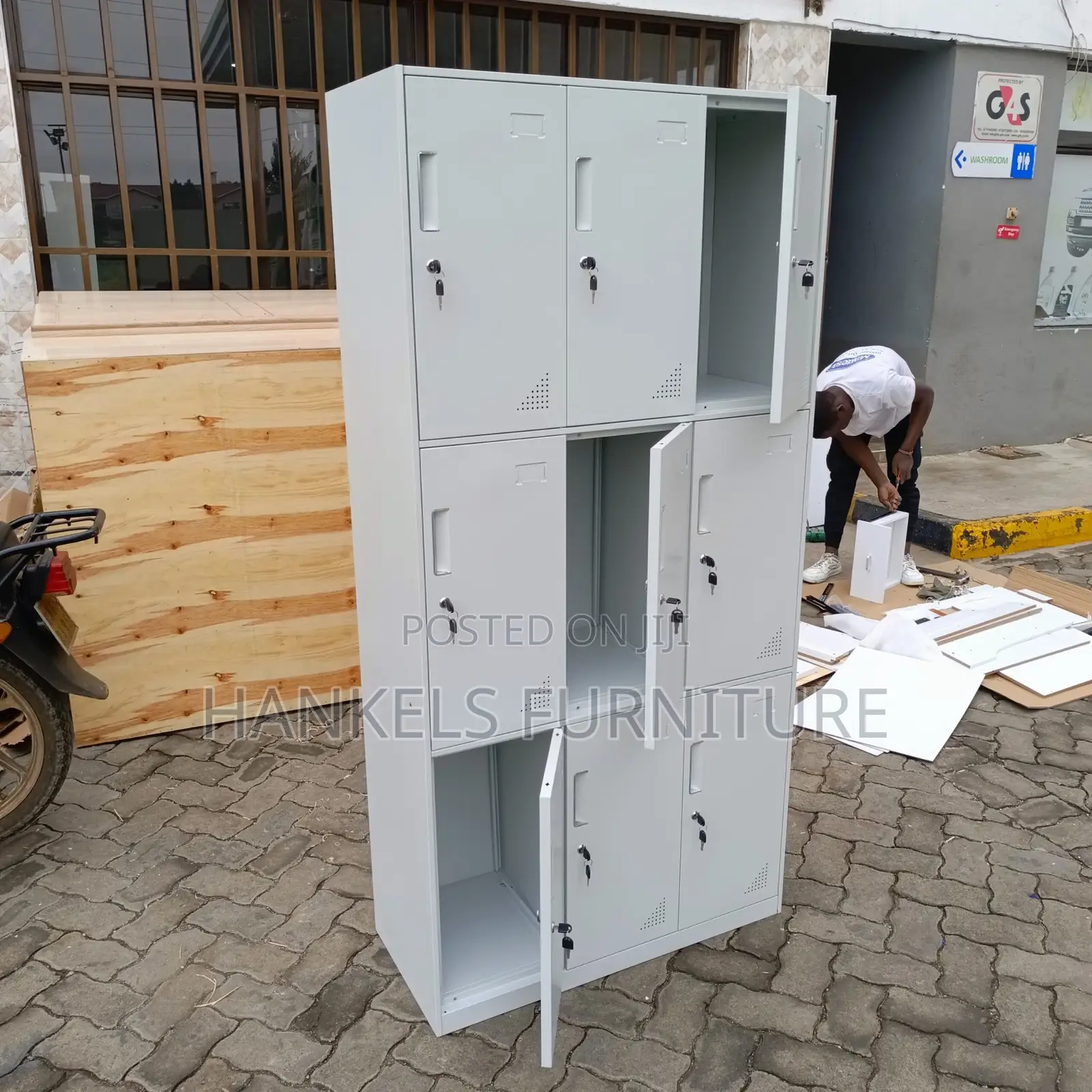 9-Locker Industrial Steel Cabinet