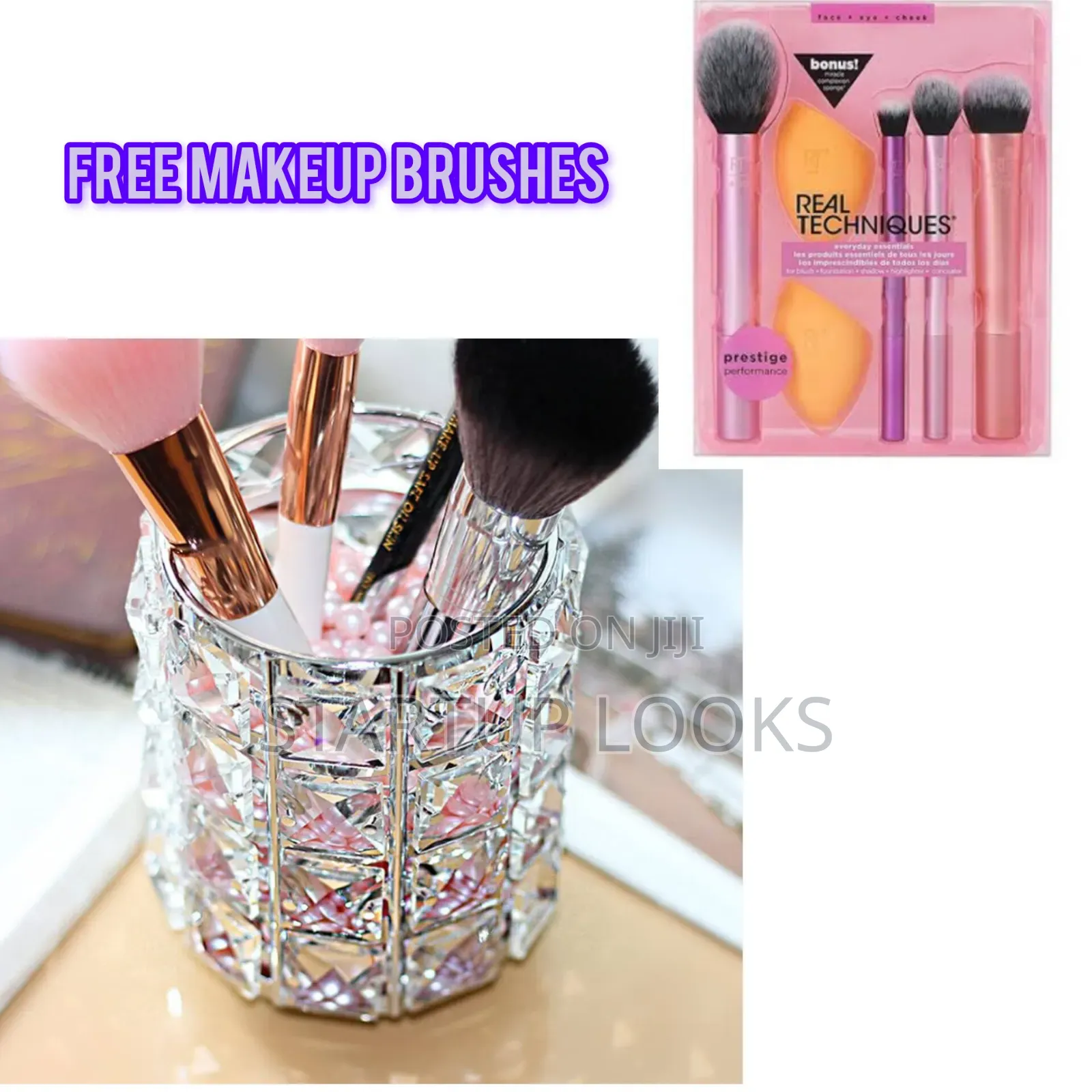 Makeup Brushes Organizer +Free Brushes + 2pcs Beauty Blender