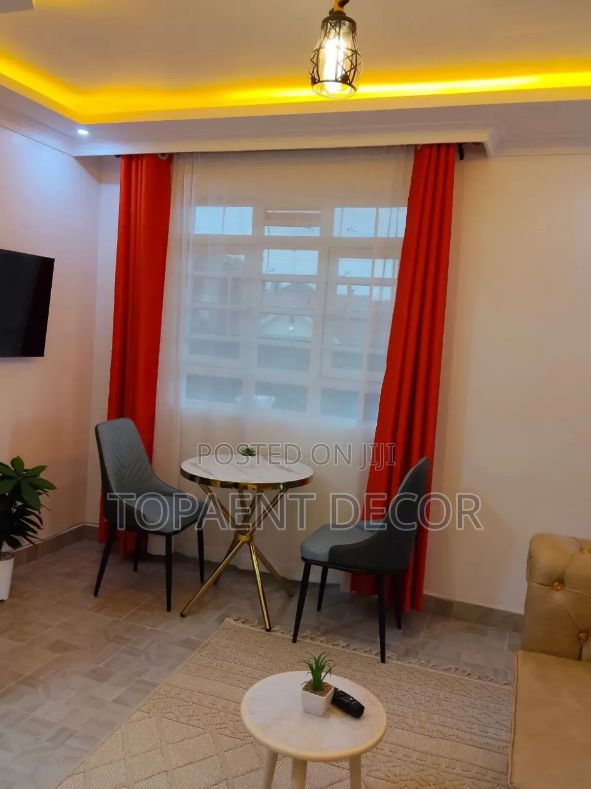 Orange Perfect Design Window Curtains And White Sheer