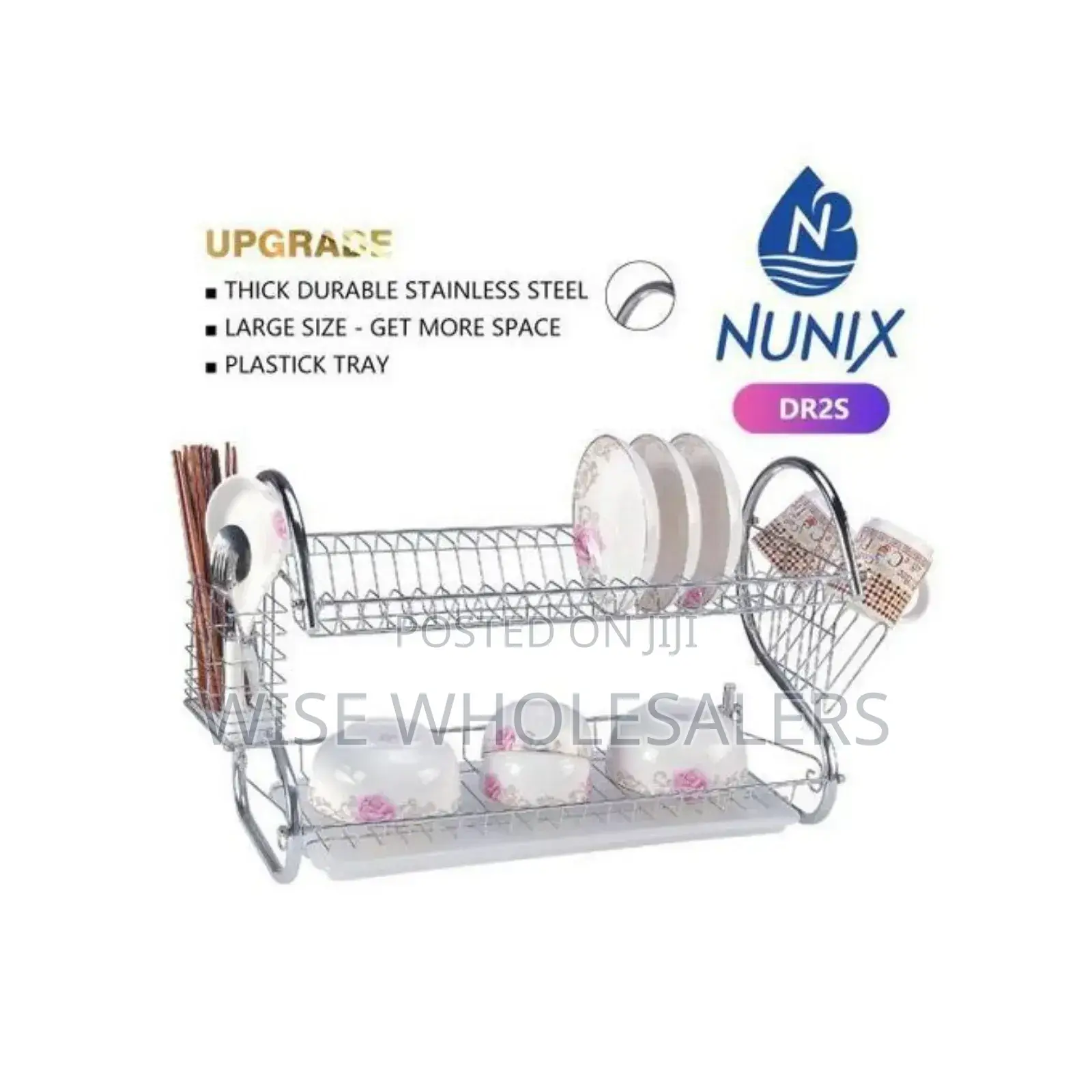 Nunix 2 Tier Kitchen Stainless Utensils Storage/Dish Rack